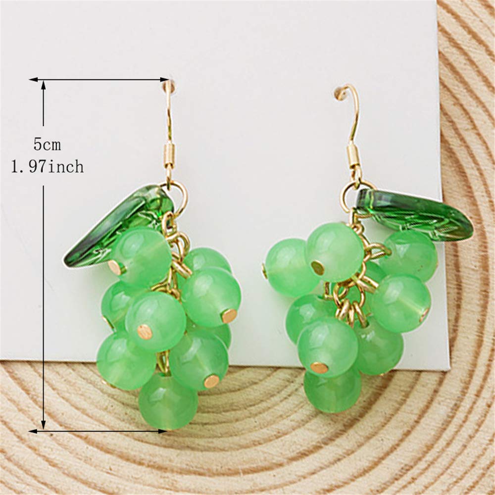 Sparkly Crystal Grape Drop Earrings with Green Leaf - Unique Cute Fruit Dangle Jewelry for Women & Girls | Perfect Gift for Parties, Weddings & Everyday Wear