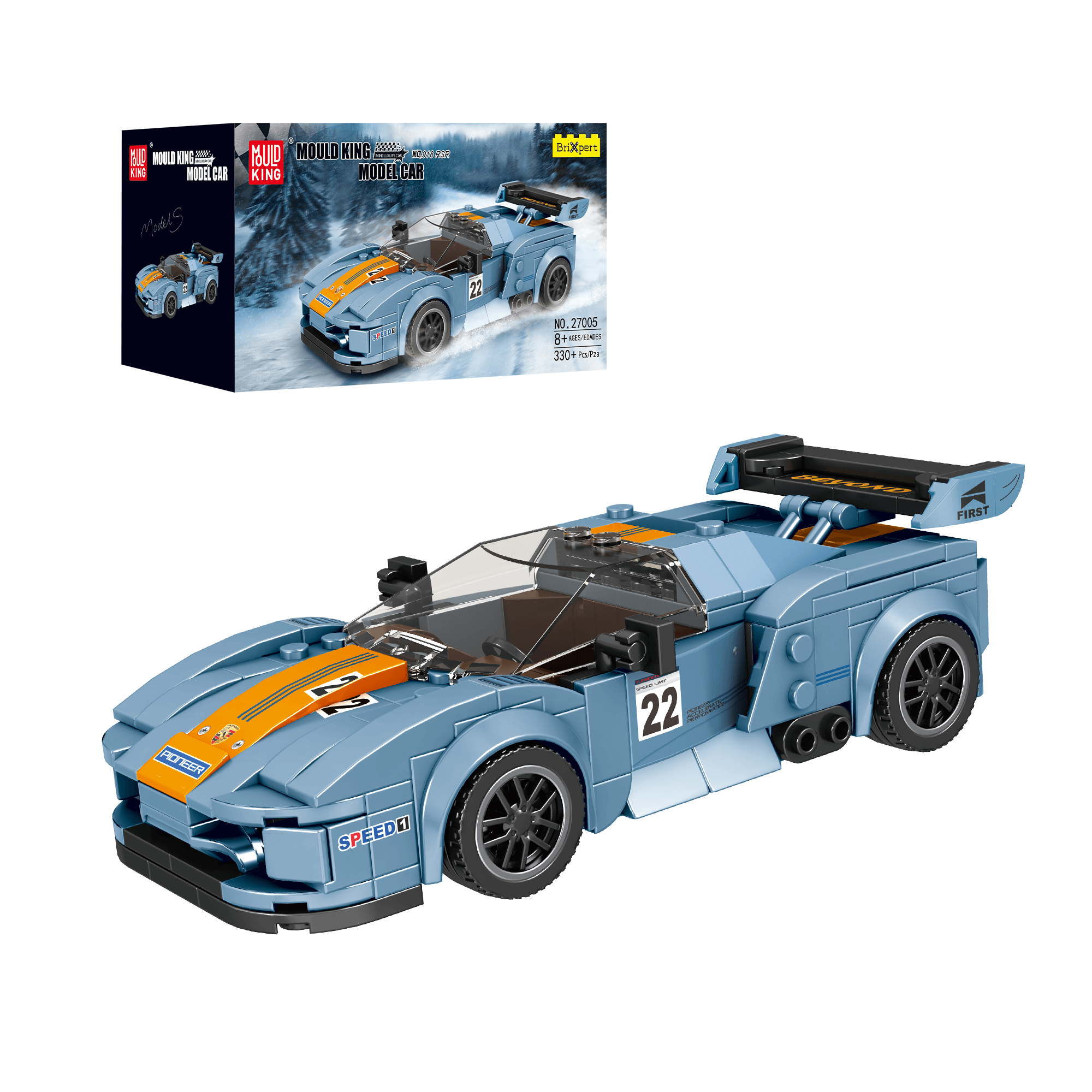 Mould King 27005 Porsche 918 RSR Mini Sports Car Building Blocks Set - 330 PCS for Adults & Kids, Perfect for Car Enthusiasts & LEGO Fans, Great for Home Display, Office Decor, and Creative Play
