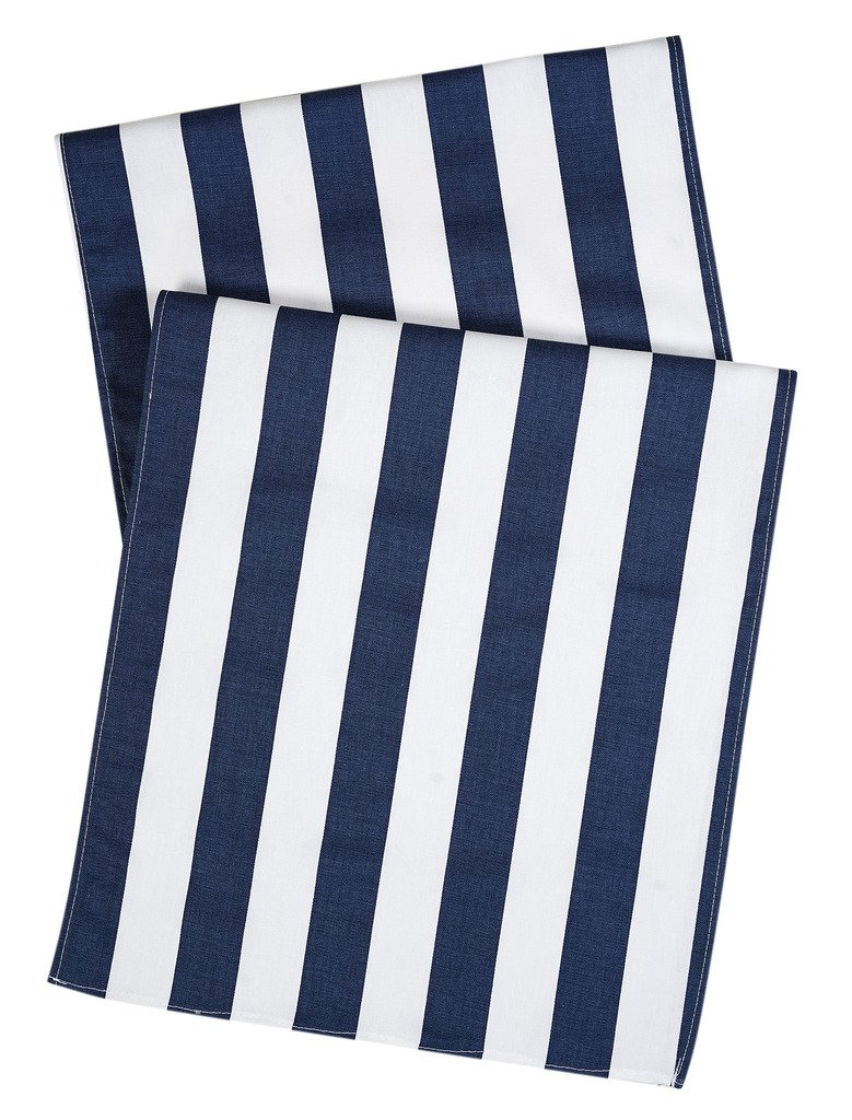 90 Inch Navy Blue Striped Table Runner - Indoor Outdoor Patio Buffet Table Cover, Washable Dining Room Decor for Beach Party, Wedding, Holiday & Everyday Use