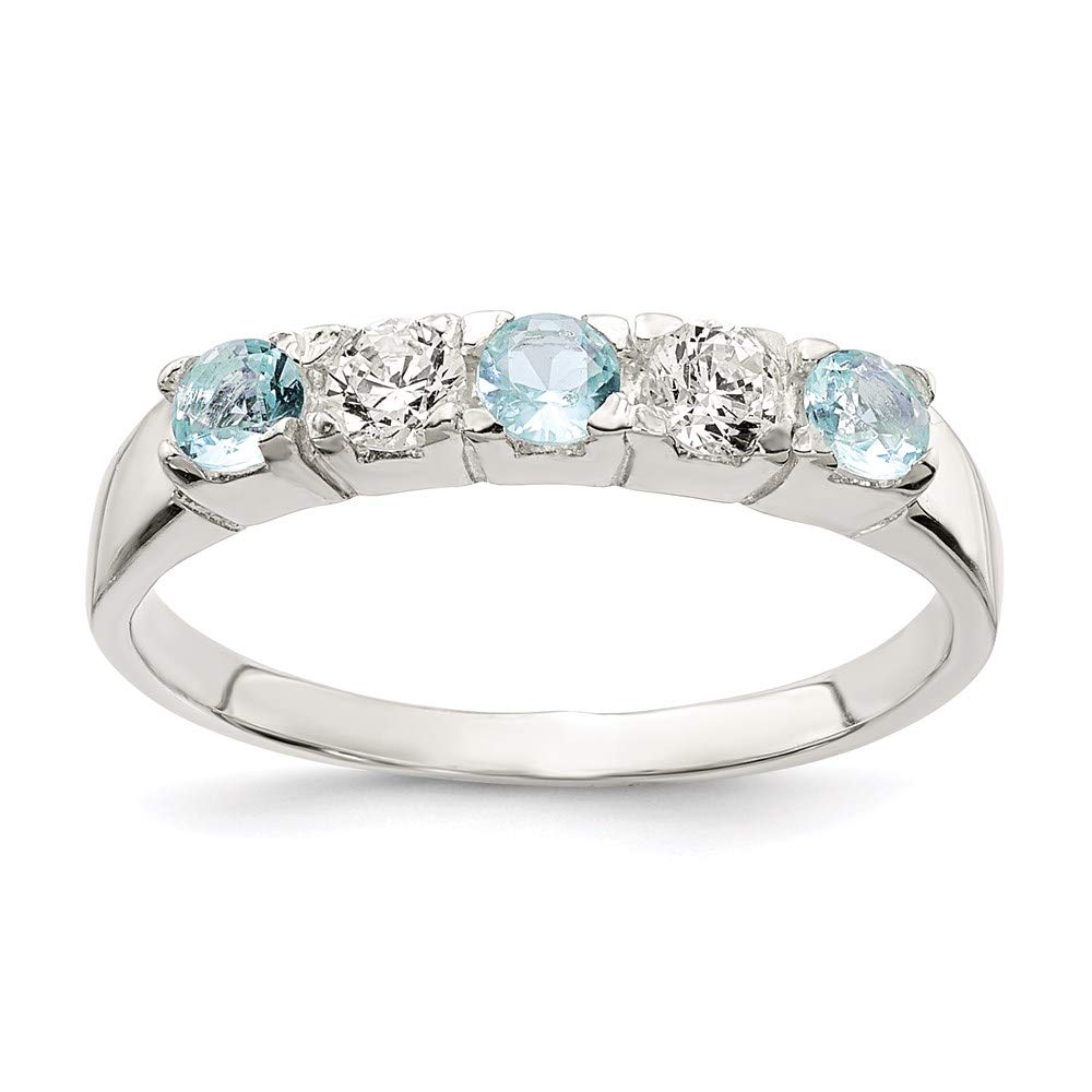 925 Sterling Silver CZ Ring for Women - Light Blue & White Jewelry Gift for Her - Perfect for Anniversaries & Special Occasions