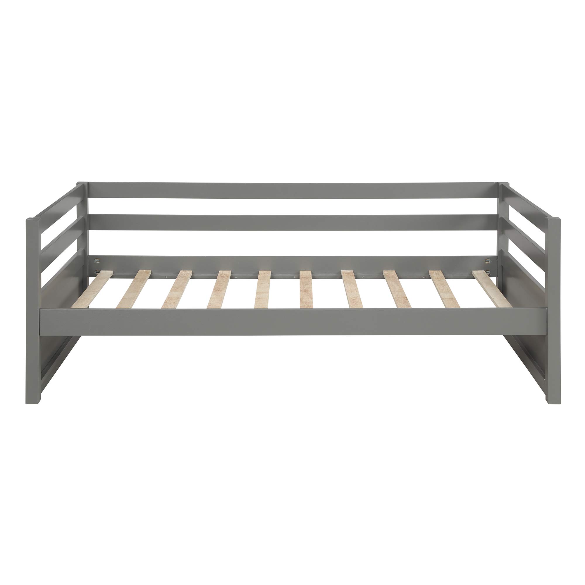 Solid Wood Twin Daybed with Pull-Out Trundle - Grey Kids Captain's Bed Frame for Guest Room, Dorm & Small Spaces | Sturdy Wooden Bed Frame with Storage Underneath