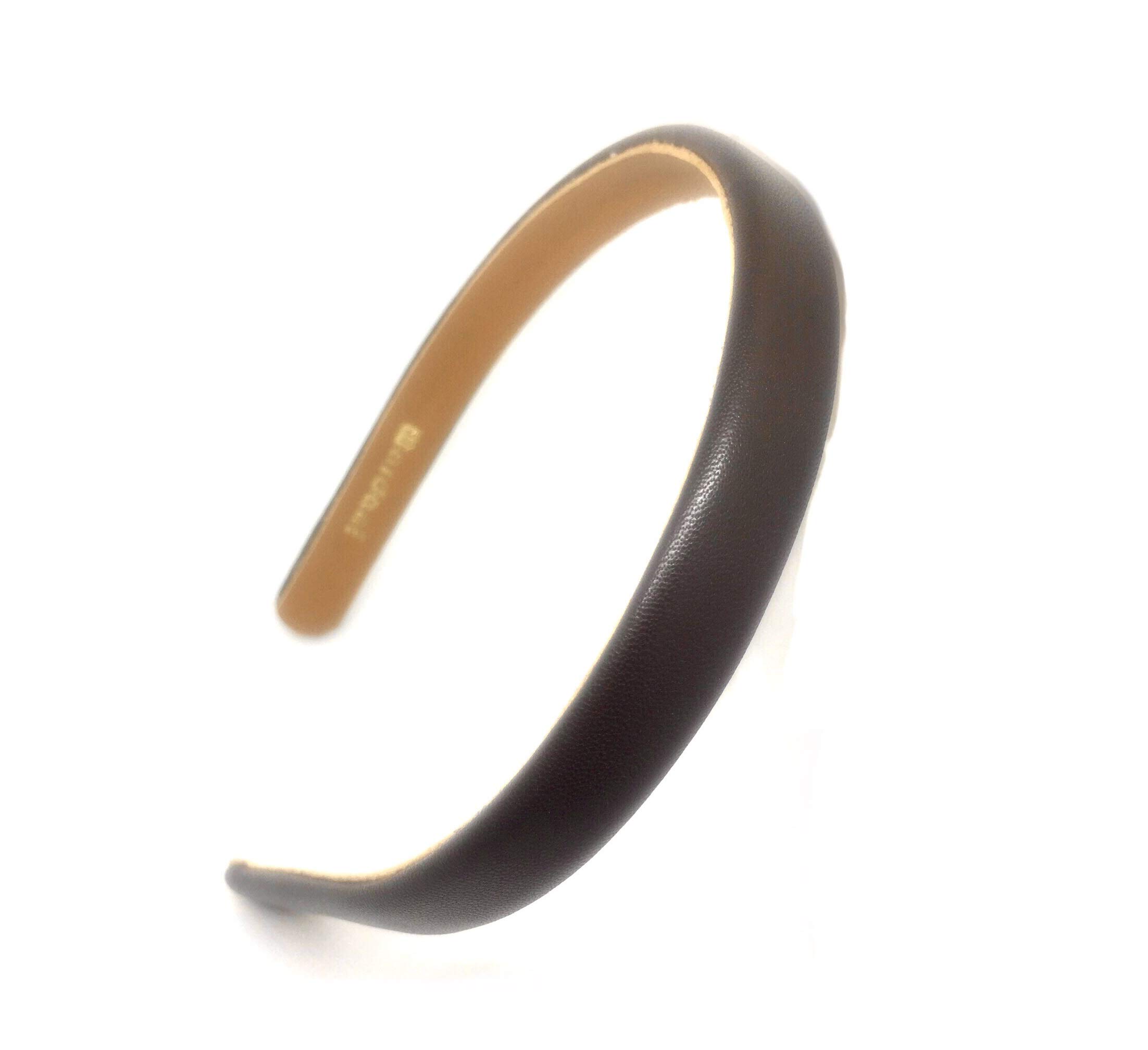 Wardani 1.5cm Wide Genuine Lambskin Leather Headband - Handmade in USA - All-Day Comfort - Brown Hair Accessory for Women - Perfect for Workouts, Yoga & Fashion Styling