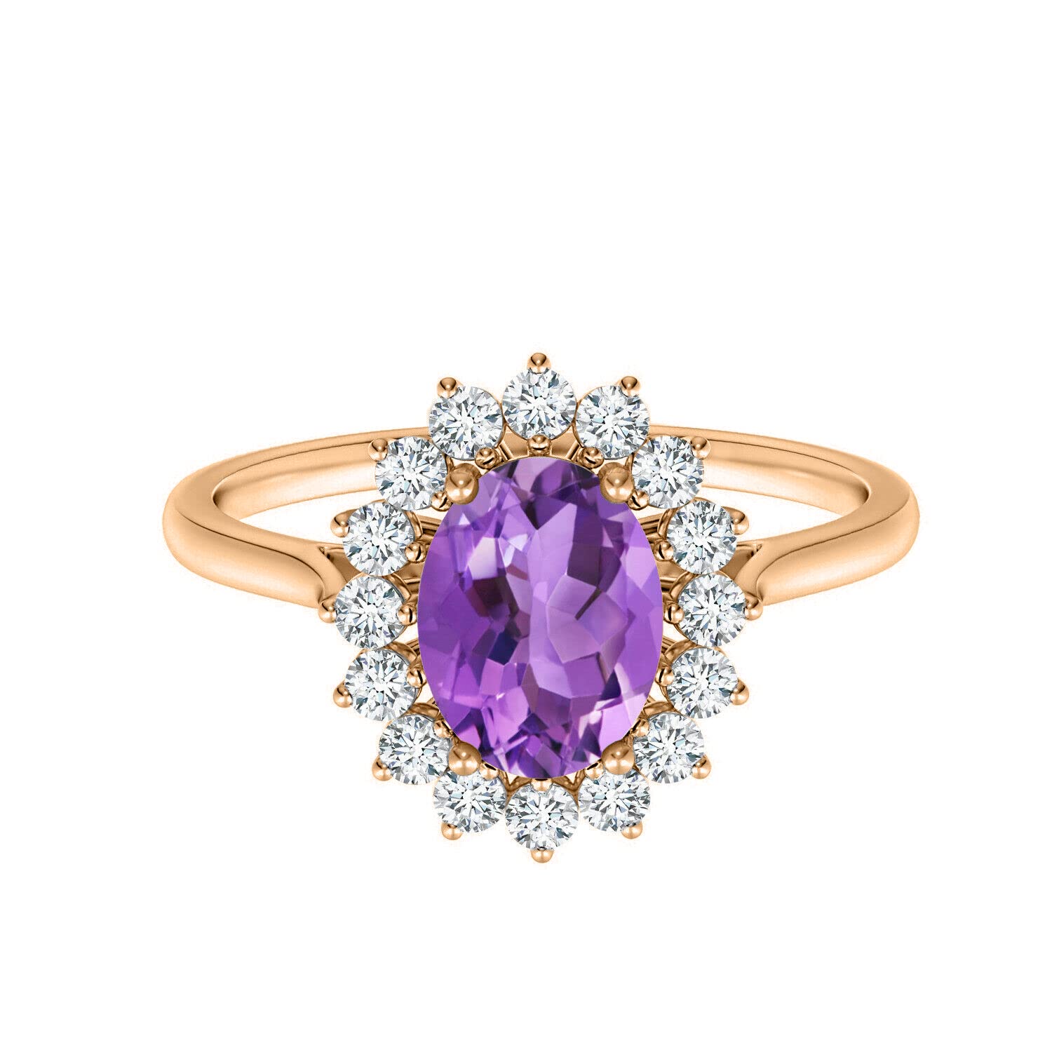 1.23 Ctw Oval Amethyst Solitaire Engagement Ring for Women - 925 Sterling Silver with White Accents | Perfect for Proposals, Anniversaries & Romantic Occasions