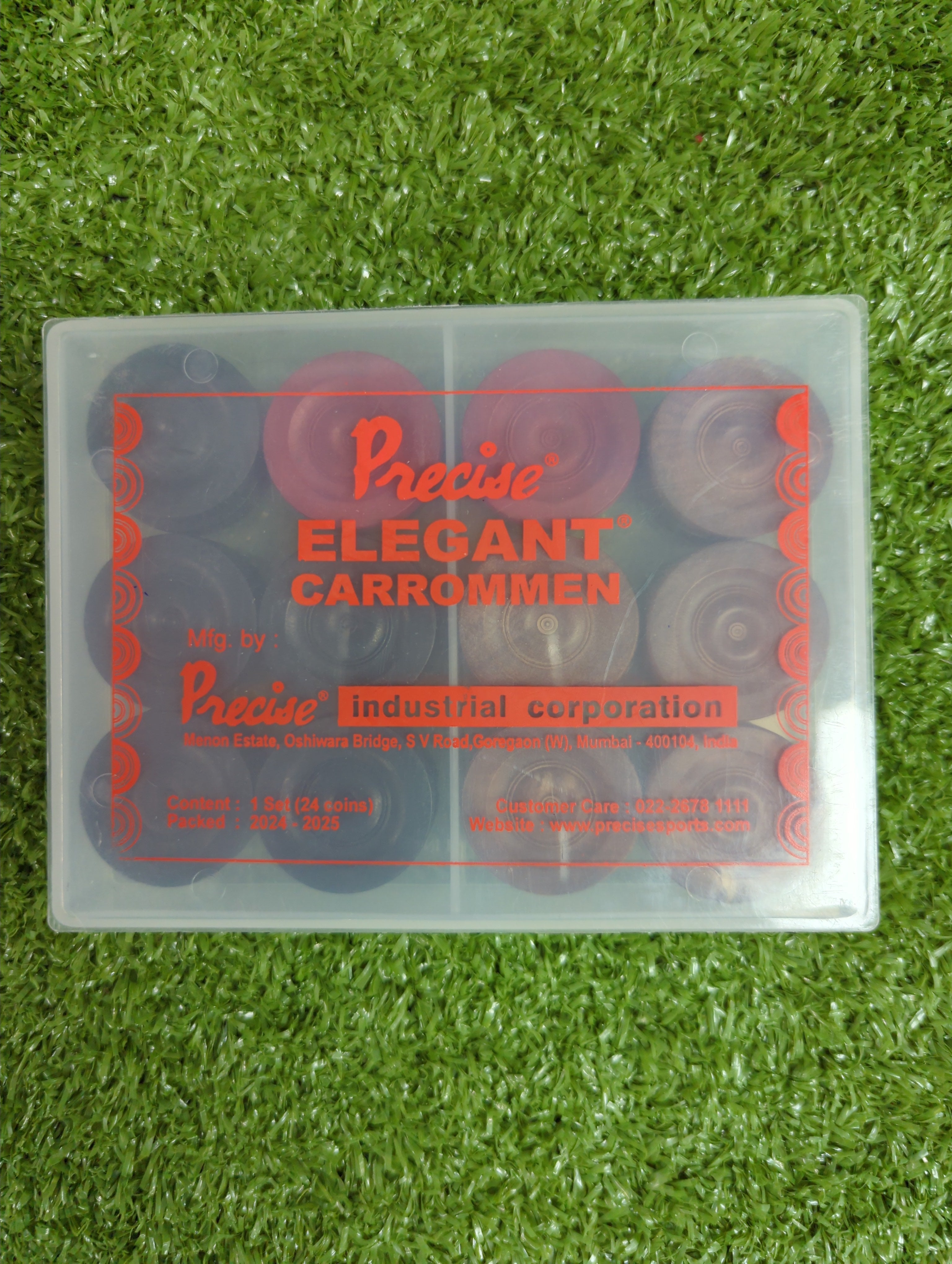 Premium Carrom Board Coins Set - 24 Precision Weighted Coins with Plastic Storage Case - Perfect for Carrom Board Game, Tabletop Fun, and Family Game Nights
