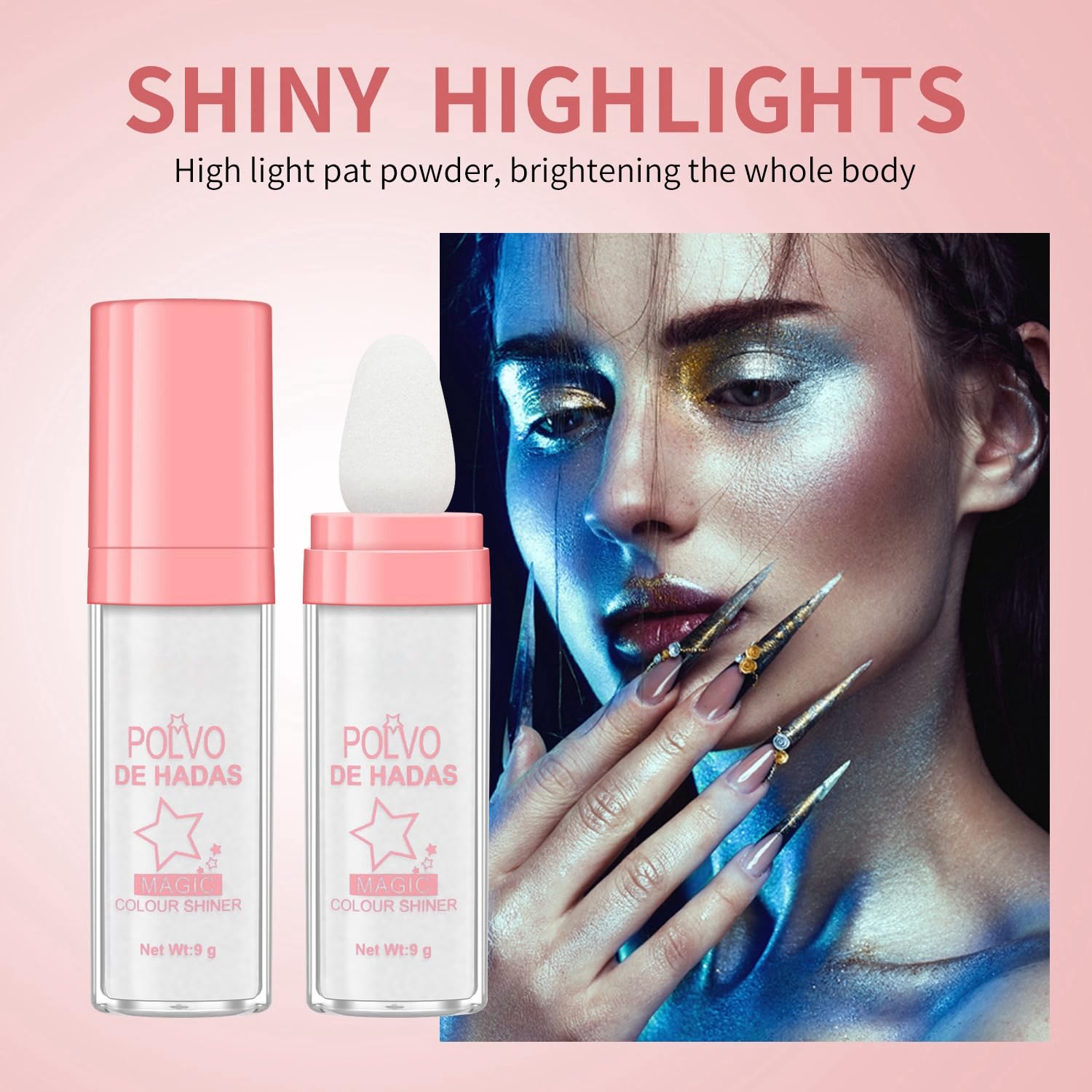 URQT Fairy Dust Highlighting Powder - Shimmering Pearlescent Glitter for Face, Body & Eyes | Vegan & Cruelty-Free Makeup | Perfect for Halloween, Cosplay & Festival Glam (#01 White Moonbeam)
