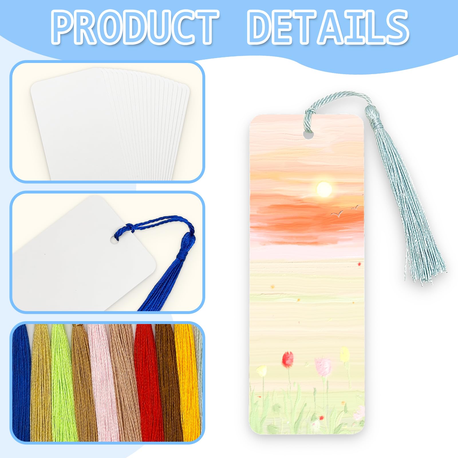 100-Pack Blank DIY Bookmarks with Colorful Tassels - 5.5