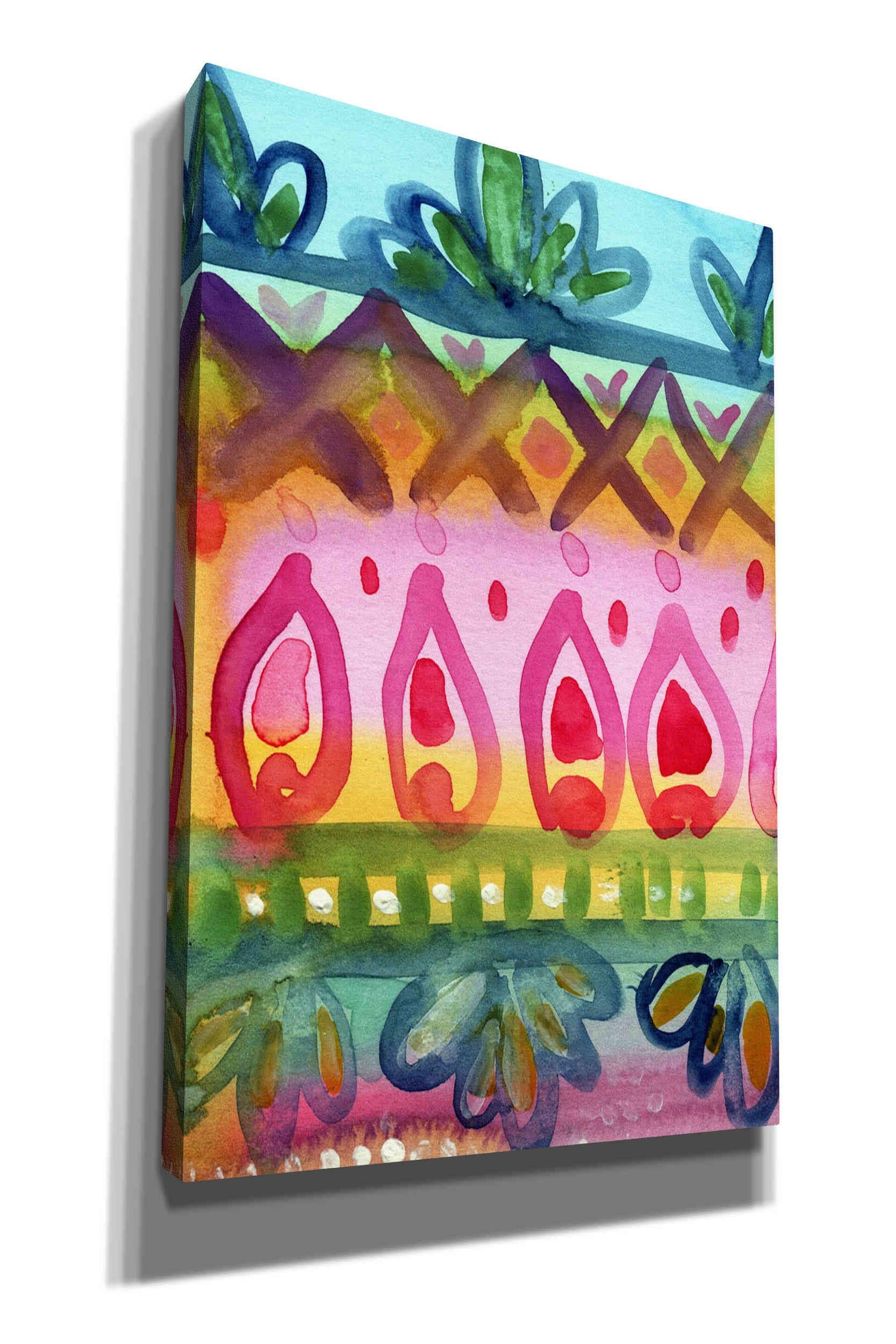 Linda Woods 'Fiesta IV' 40x60 Inch Canvas Wall Art - Modern Abstract Painting for Living Room, Bedroom & Office Decor