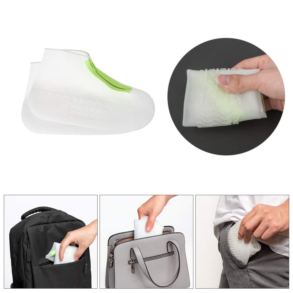 **Waterproof Silicone Shoe Covers - Reusable, Non-Slip Rain Boots with Zipper for Men, Women & Kids - Foldable Shoe Protectors for Outdoor, Hiking & Commuting (1 Pair)**