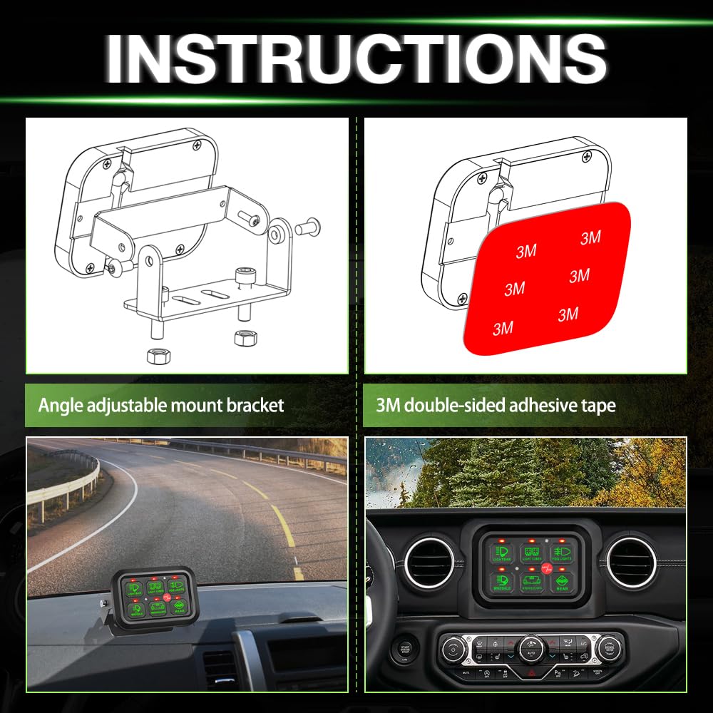 6 Gang Switch Panel - Universal Automotive Circuit Control Box with Relay System & LED Touch Buttons for Trucks, Boats, ATV, UTV, SUV, Camper - Easy On/Off Control for Off-Road, Marine & RV Lighting Accessories