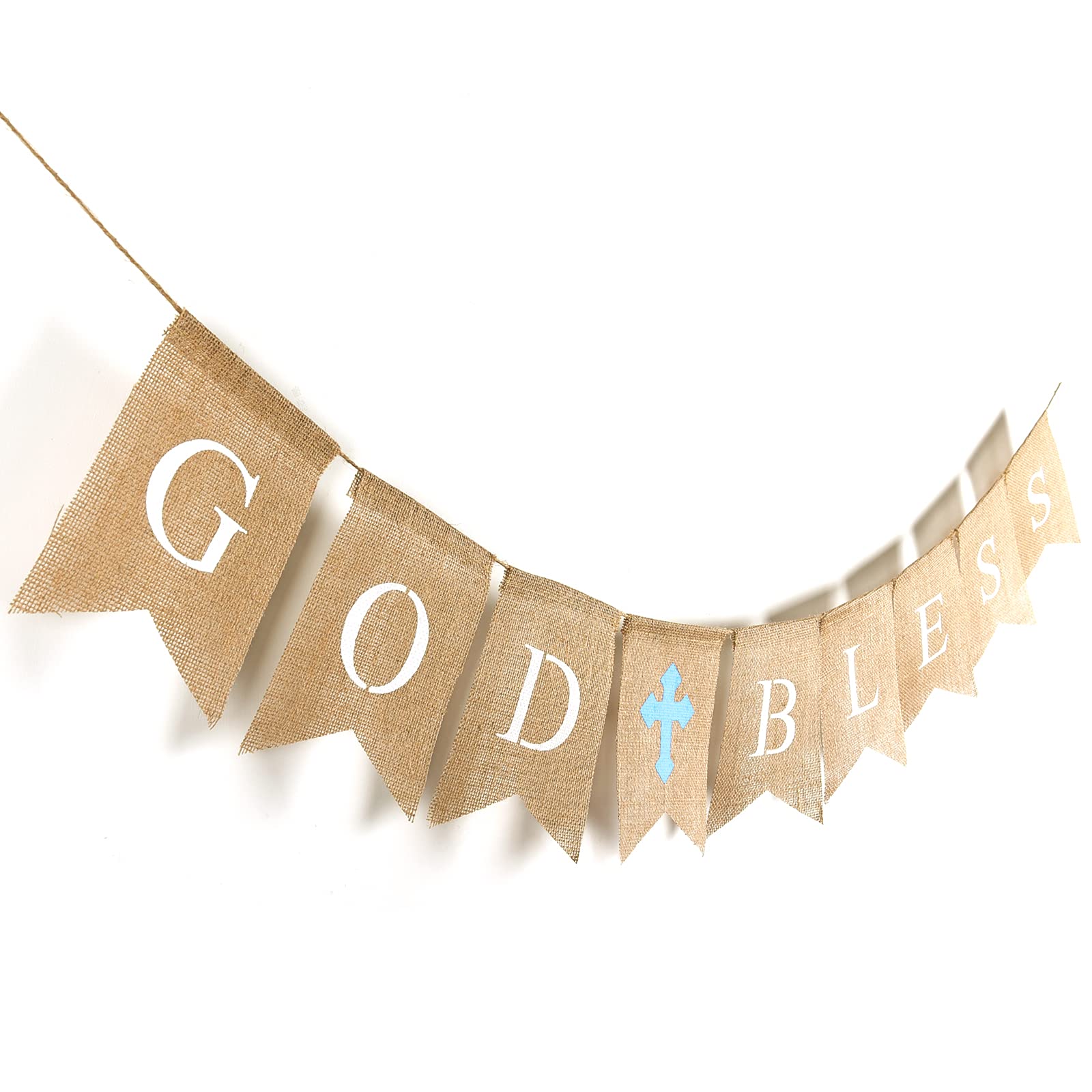CHRORINE God Bless Banner - Blue Baptism & First Communion Decorations for Boys, Confirmation Party Supplies | Perfect for Church Events, Baptism Celebrations & Religious Gatherings