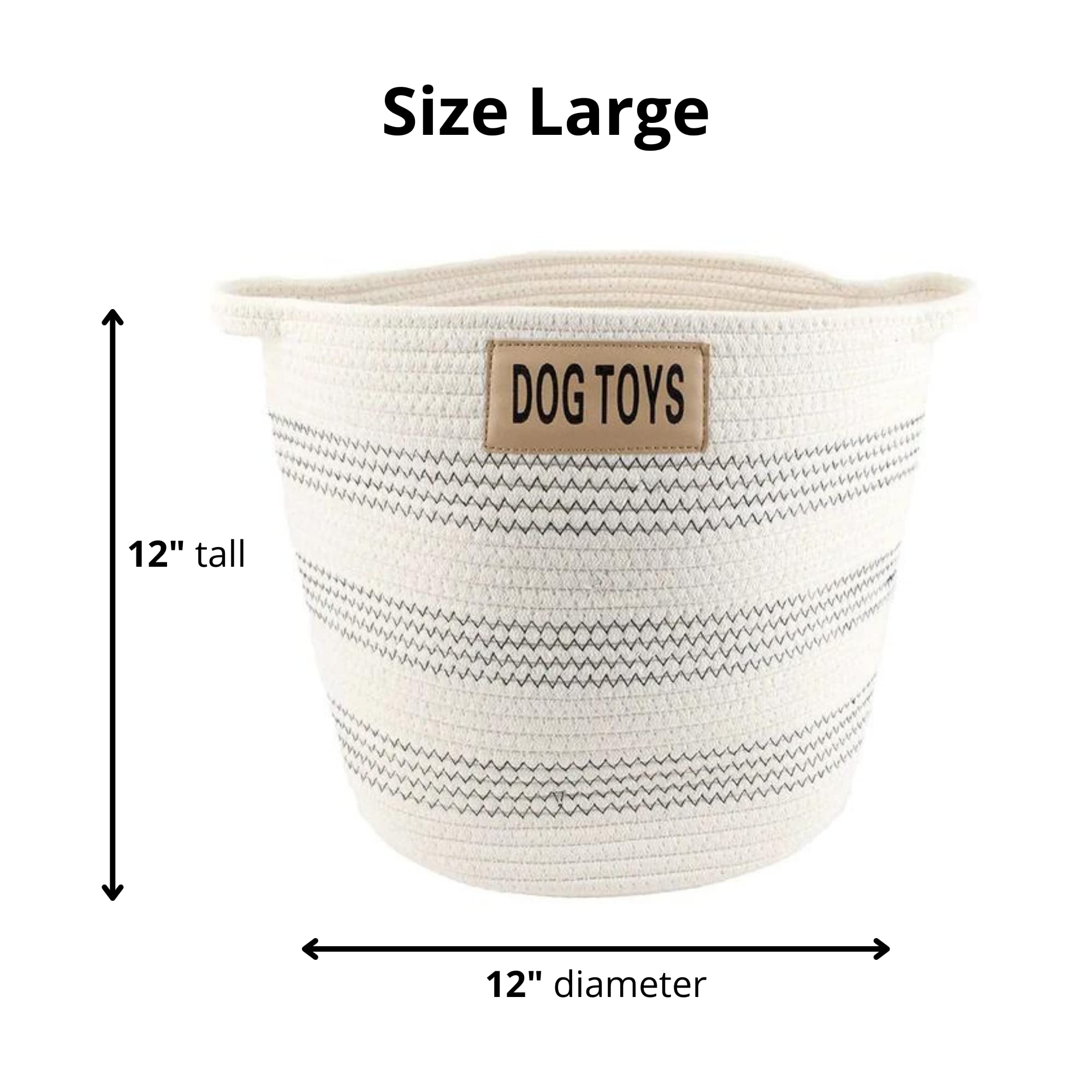 Midlee Large Cotton Rope Dog Toy Basket - Pet Storage Organizer Bin for Toys, Leashes & Accessories | Perfect for Living Room, Bedroom & Pet Play Areas