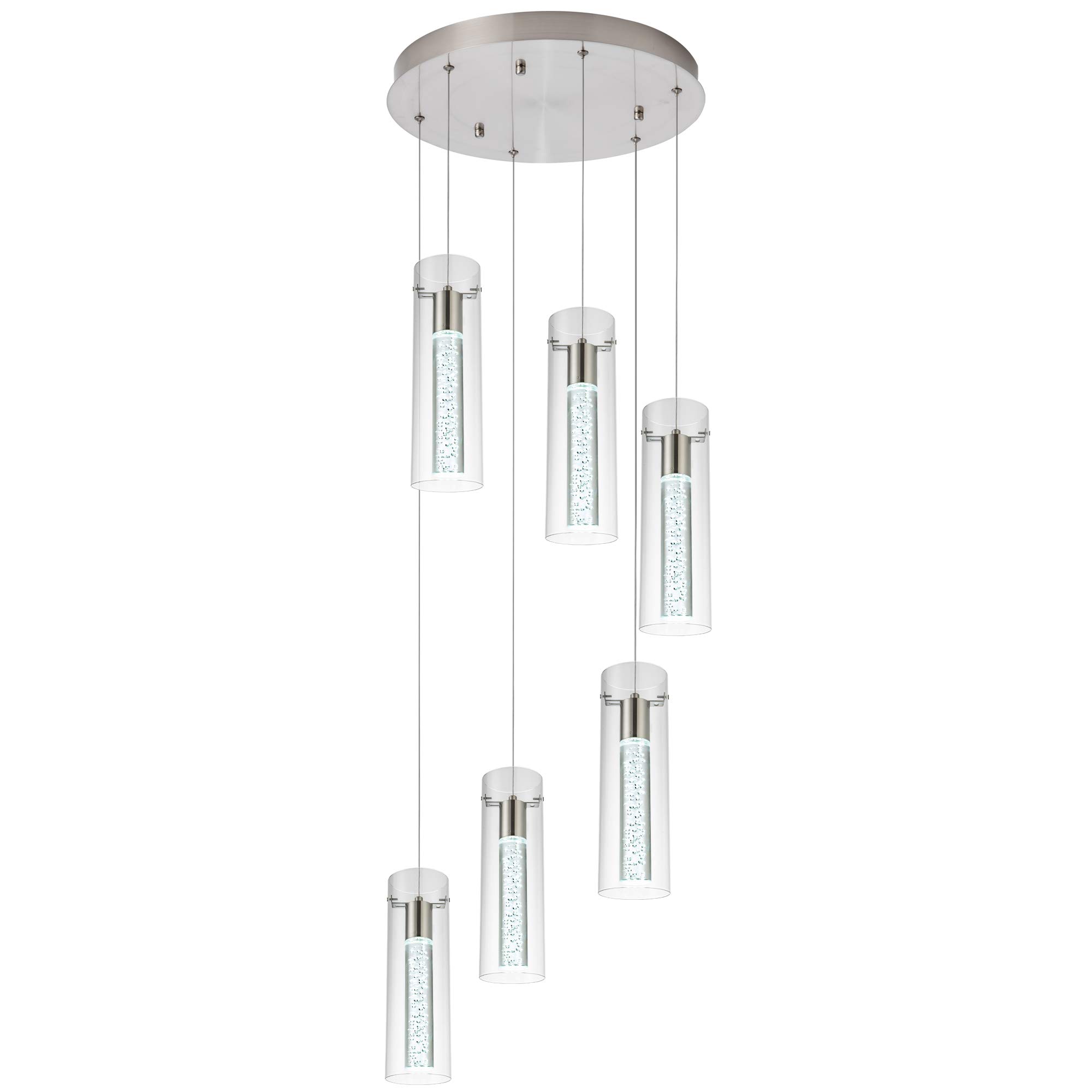 Modern Crystal Bubble Glass Pendant Lights - 6-Light Dimmable LED Kitchen Island Lighting Fixture (48W) for Dining Room, Restaurant & Home Decor - Elegant Ceiling Hanging Lights for Modern Interiors