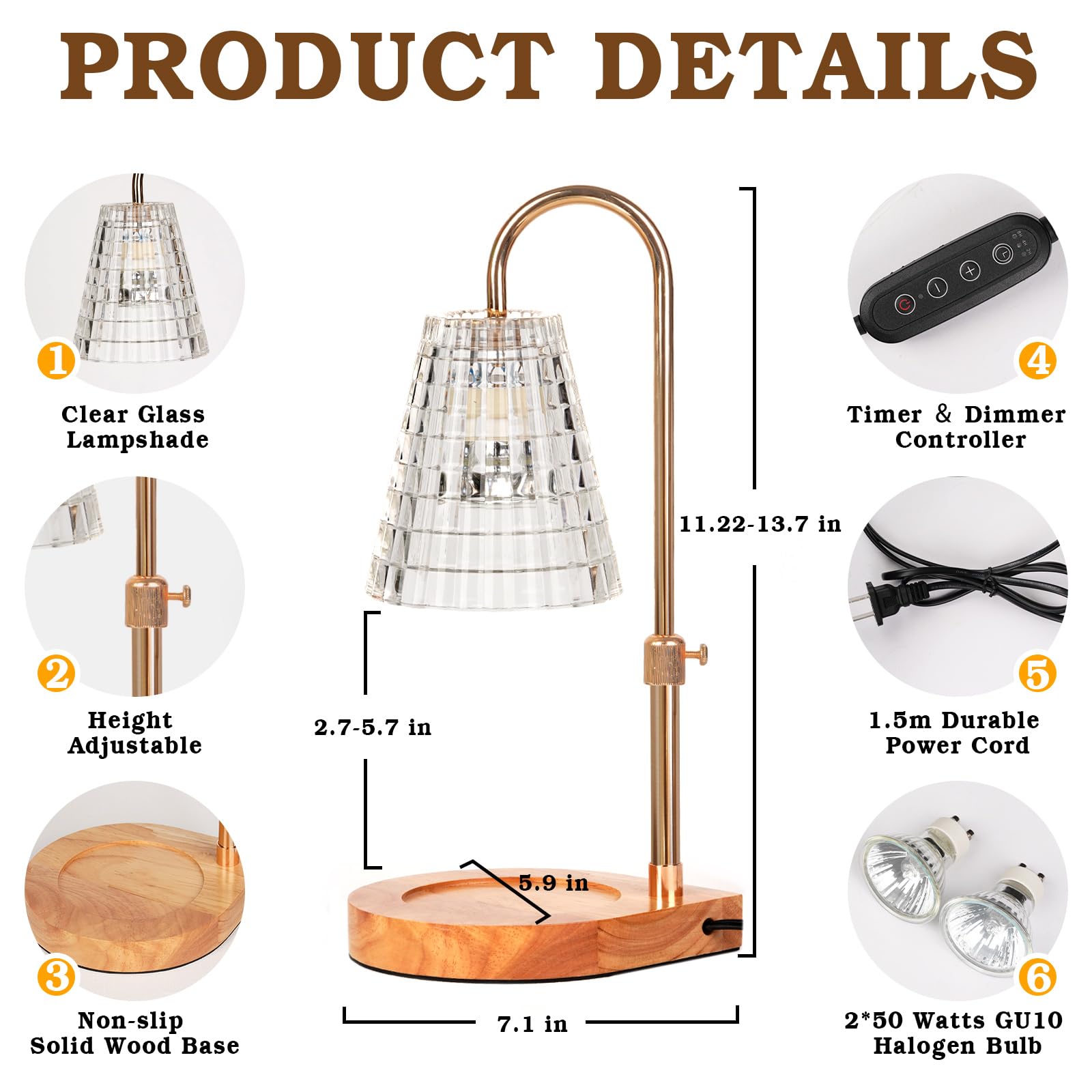 Premium Candle Warmer Lamp with Timer - Adjustable Dimmable Glass Candle Warmer for Jar Candles - Perfect Birthday Gift for Women, Mom & Her - Ideal for Bedroom Decor, Living Room Ambiance, Romantic Dinners & Relaxation Therapy