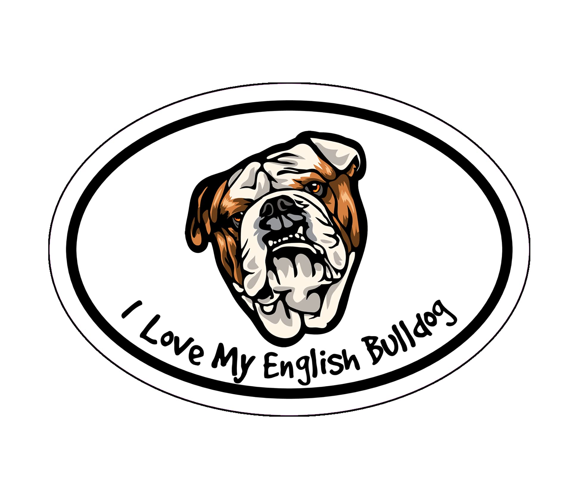 I Love My English Bulldog Vinyl Decal - Oval Dog Breed Bumper Sticker for Cars, Trucks, Laptops, Tumblers & Windows - Perfect for Pet Lovers & Bulldog Enthusiasts