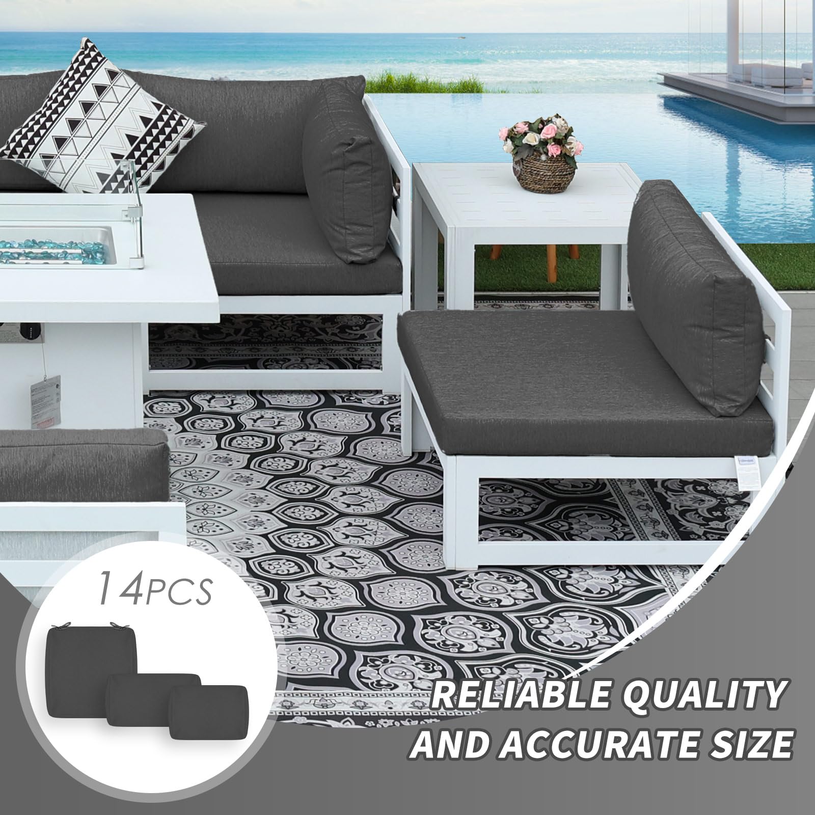 NICESOUL® 14-Piece Waterproof Outdoor Patio Cushion Covers 28