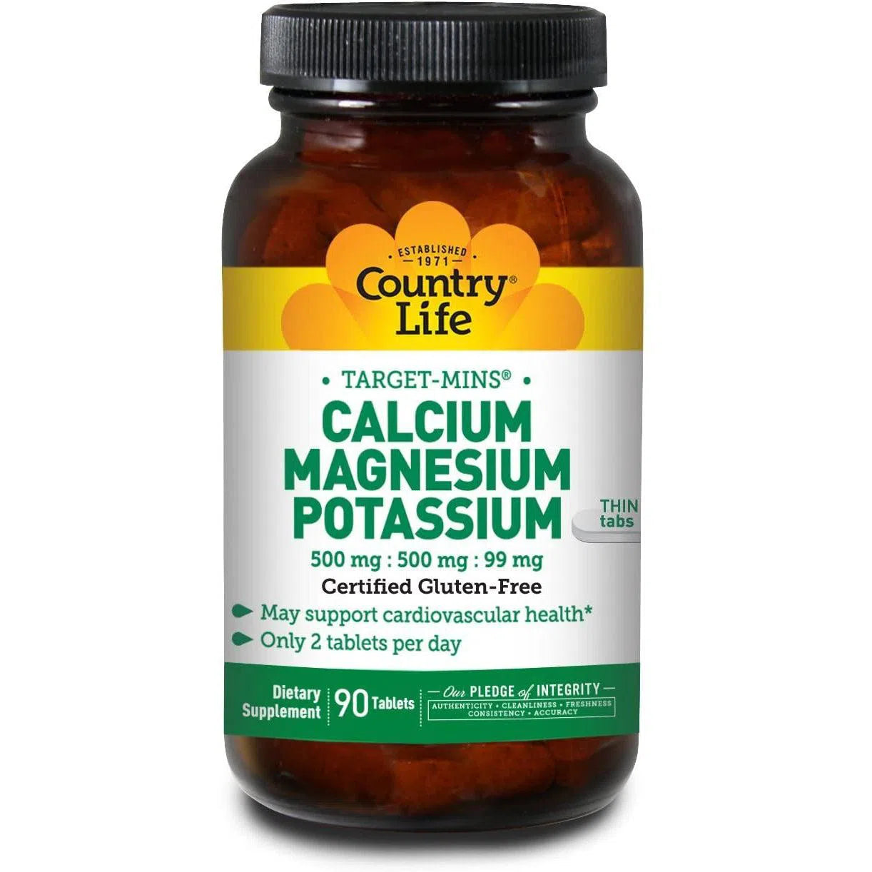Country Life Target-Mins Calcium Magnesium Potassium Supplement - Supports Bone Health, Muscle Function & Electrolyte Balance - Ideal for Active Lifestyles & Fitness Enthusiasts