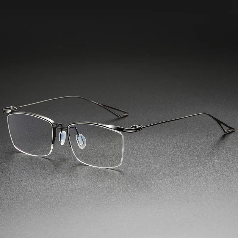 Aimee Unisex Semi-Rimless Square Browline Titanium Eyeglasses Frame 3817 - Lightweight & Durable Glasses for Work, Reading, and Fashion Accessories