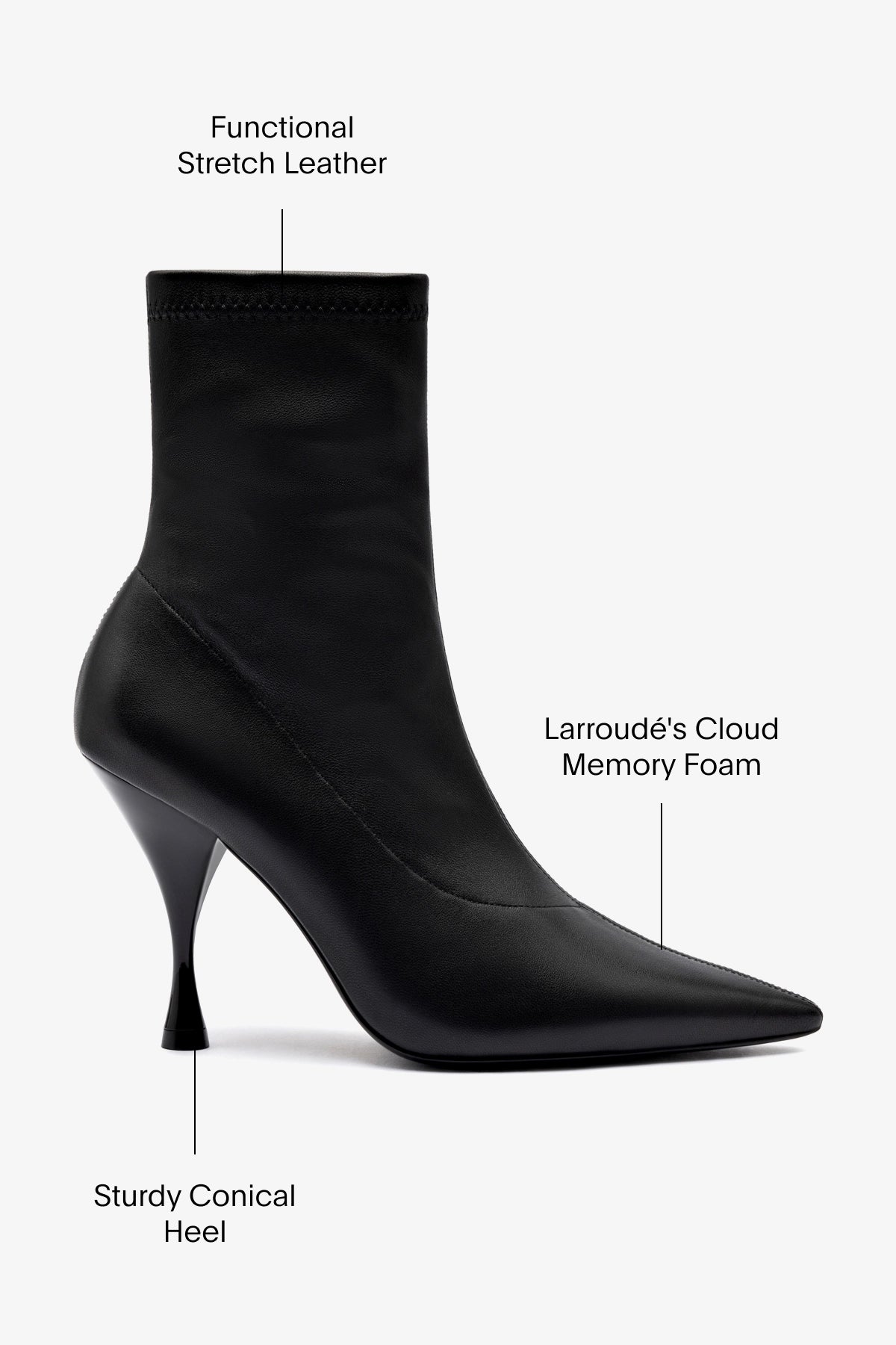 Georgia Boot Mini Black Stretch Leather Ankle Boots for Women - Comfortable & Stylish for Work, Outdoor & Casual Wear