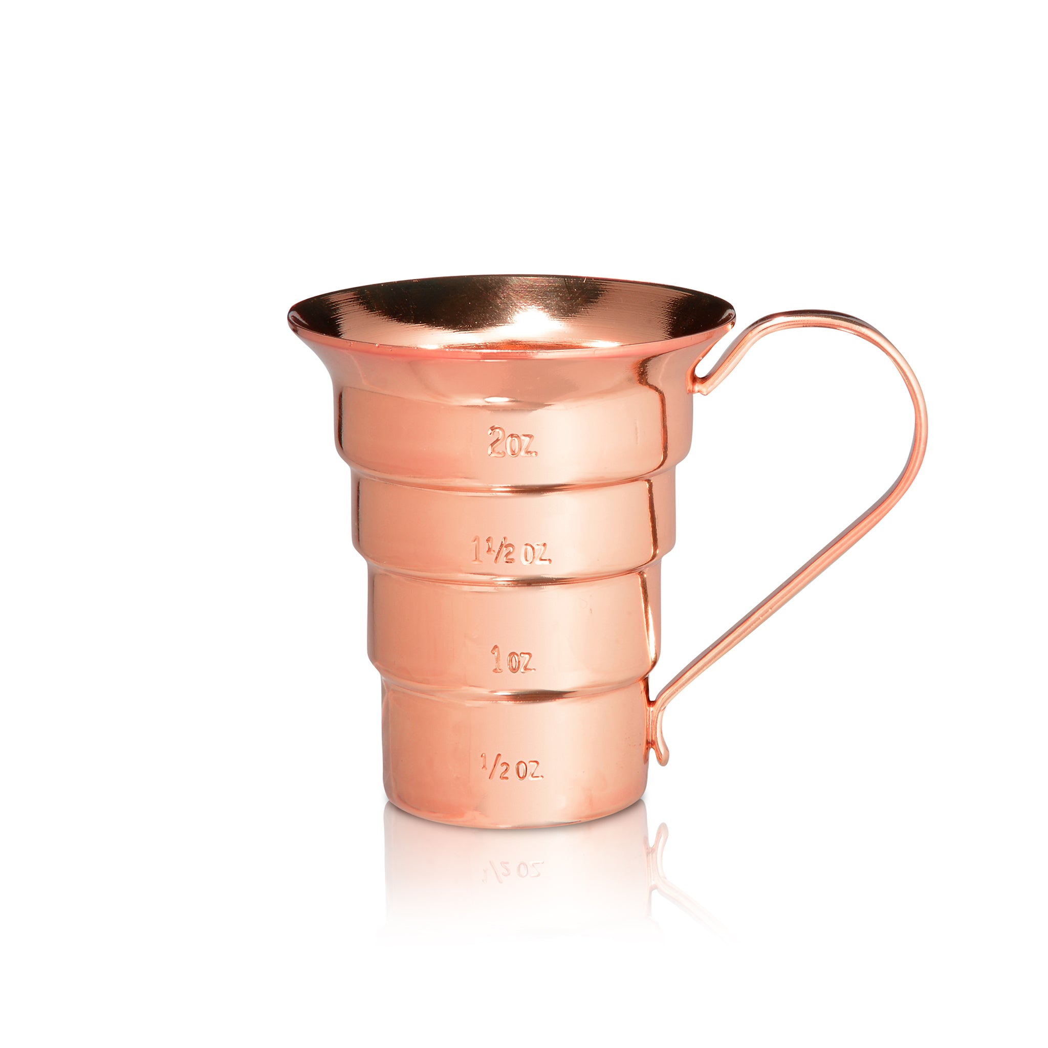 2oz Copper Plated Stepped Jigger - Premium Bar Measuring Tool for Cocktails, Mixology & Home Bartending