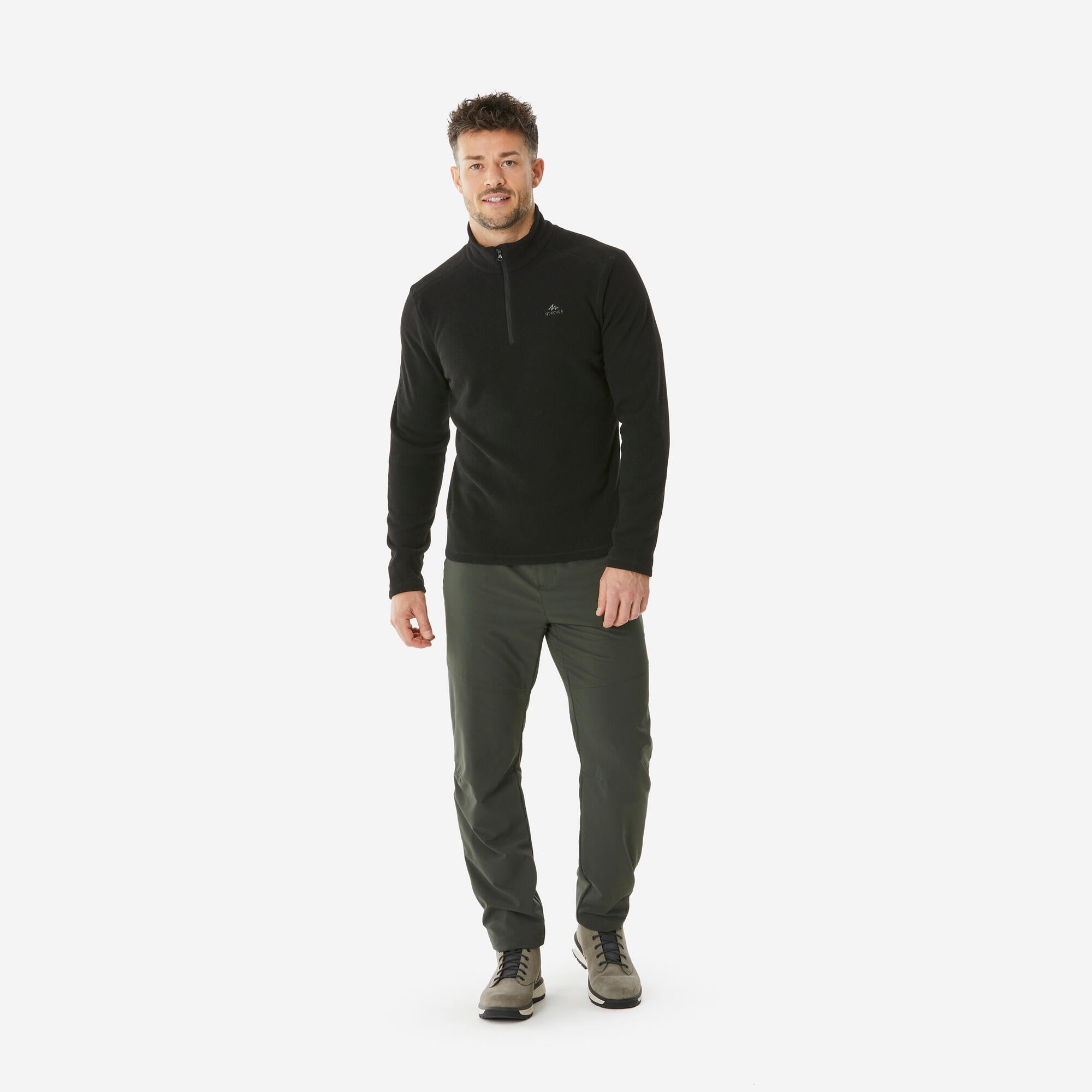 Quechua Men's MH100 Lightweight Hiking Fleece Jacket - Warm & Breathable for Outdoor Adventures, Camping & Trail Running