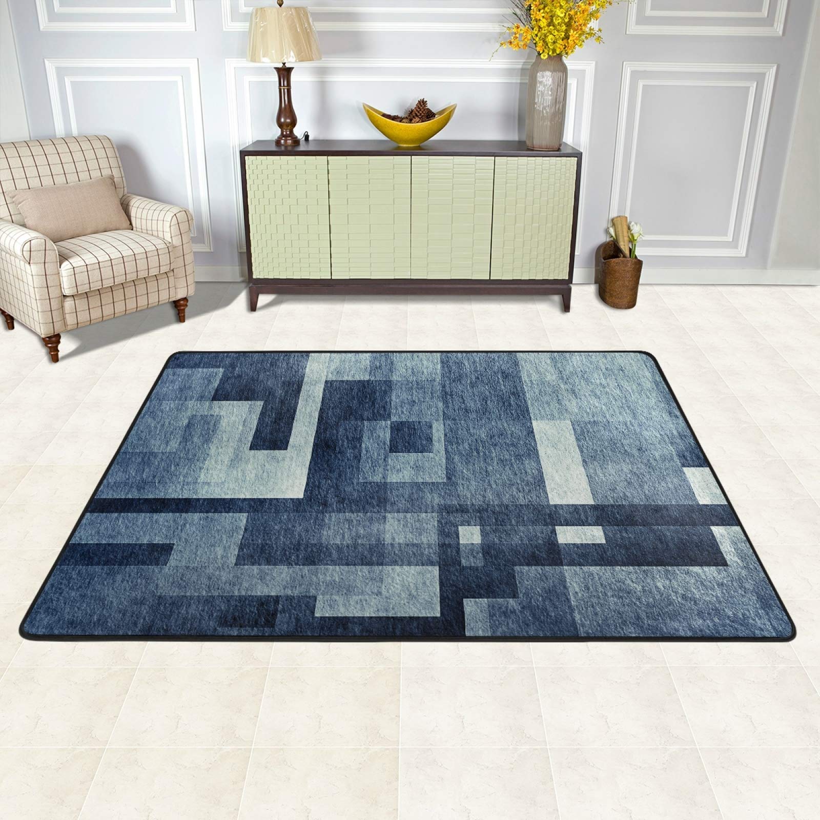 Soft Abstract Texture Area Rugs 4x6 Feet - Memory Foam Non-Slip Playmat for Bedroom, Living Room & Nursery - Washable Home Carpet for Kids Crawling & Play Area - Modern Floor Decor for Apartments & Dorm Rooms