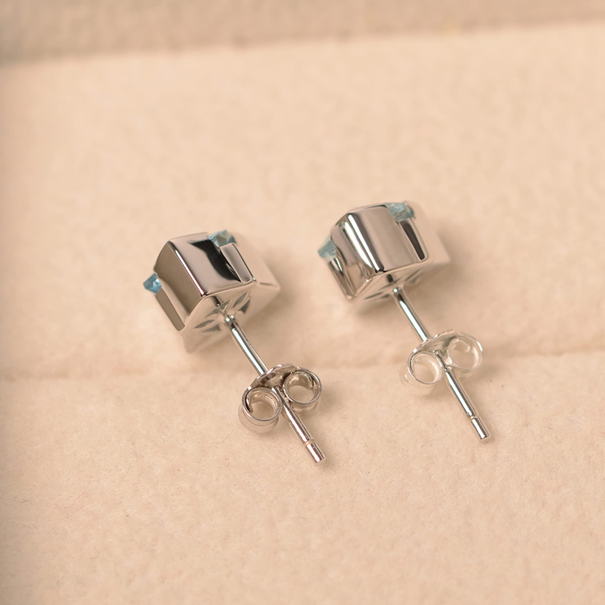 925 Sterling Silver Trillion Cut Aquamarine Stud Earrings for Women | Hypoallergenic Bridal Jewelry | Perfect for Weddings, Anniversaries & Special Occasions