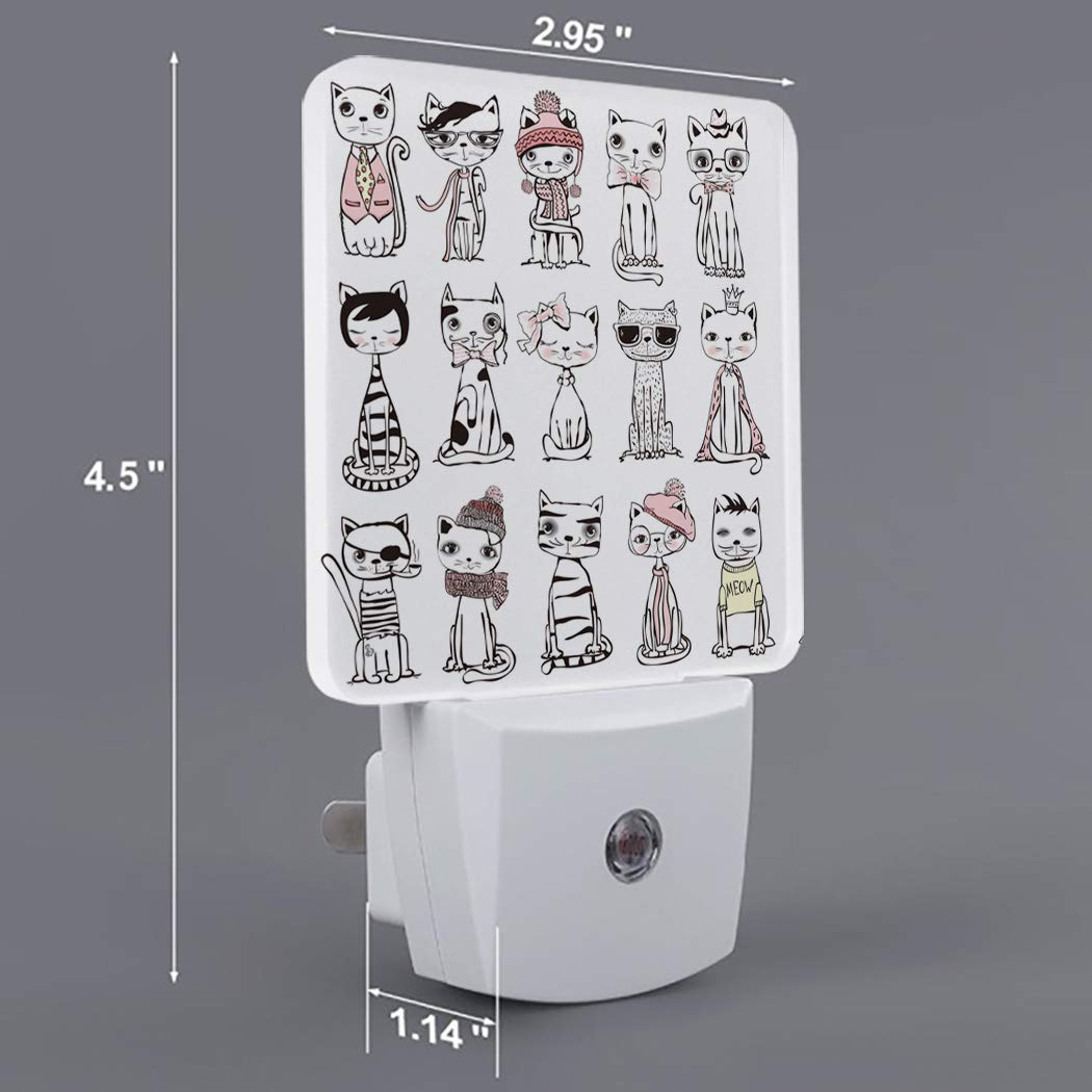 LED Night Light for Kids - Plug-in Wall Lamp with Dusk-to-Dawn Sensor, Hand-Painted Cat Design for Nursery, Bedroom, Bathroom & Hallway | Safe & Energy-Efficient Nightlight for Children's Rooms, Stairways & Home Decor