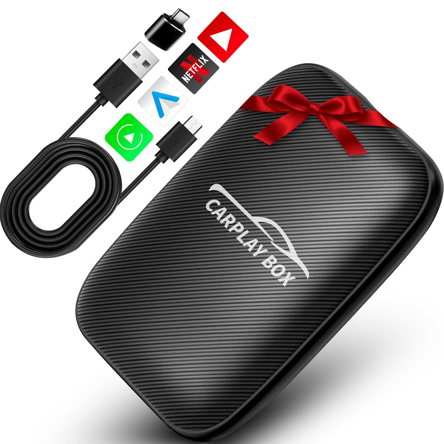 Wireless CarPlay Adapter - 4-in-1 Plug & Play Converter for iPhone iOS 10+ (2016+ Cars) | Netflix & YouTube Compatible | Seamless Wired to Wireless Conversion for Safer Driving & Entertainment