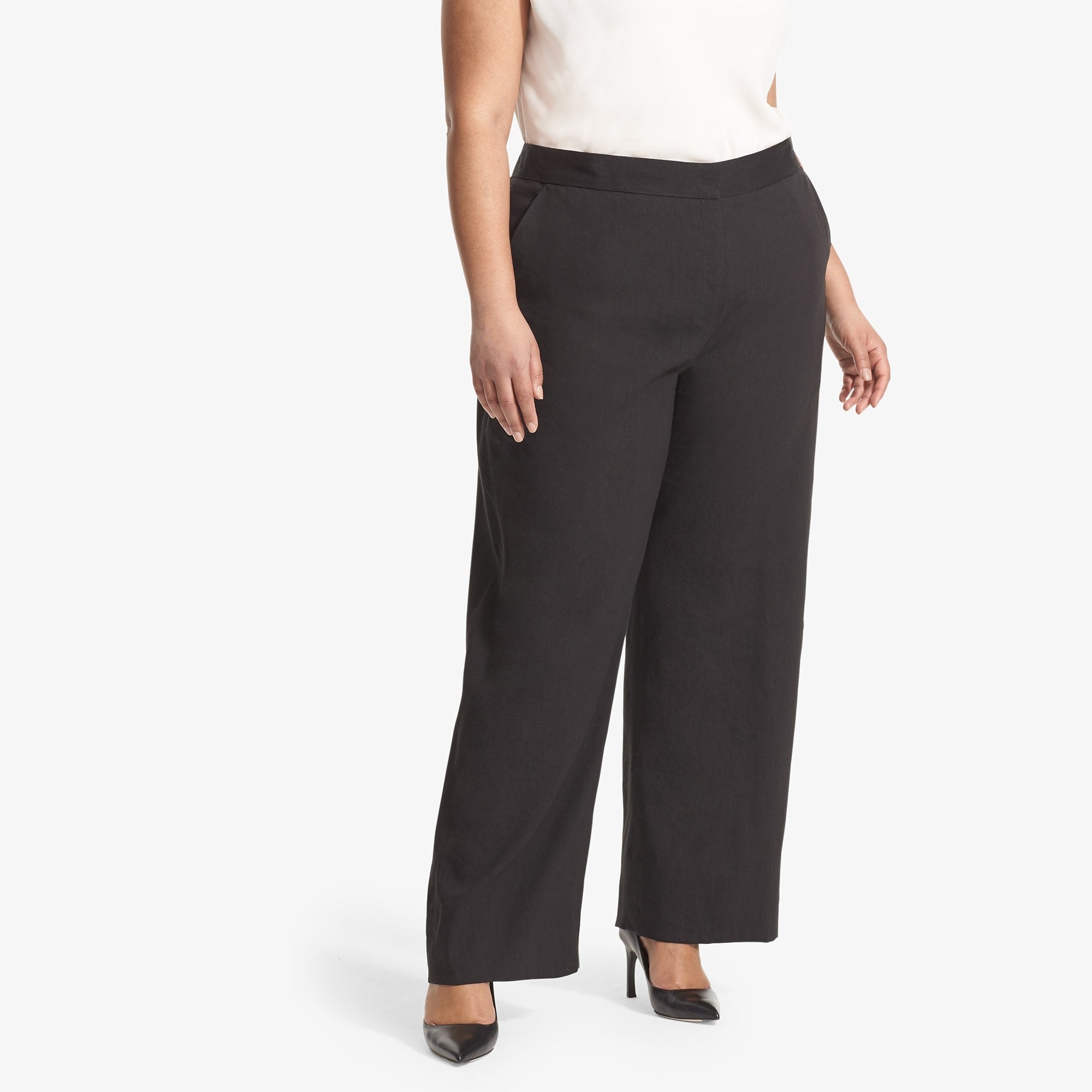 Tinsley Wide Leg Stretch Linen Pants for Women - Comfortable & Breathable Black Trousers - Perfect for Office, Travel and Casual Wear