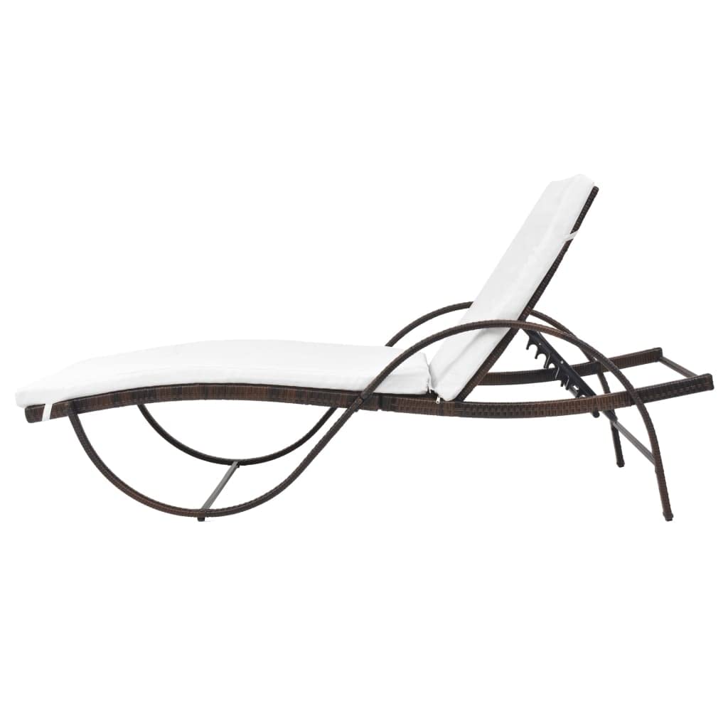 Sun Loungers 2 Pcs, Brown Poly Rattan Outdoor Lounge Chairs with Side Table - Patio Furniture for Pool Deck, Beach, Balcony, Yard, Garden, Resort & Backyard Relaxation