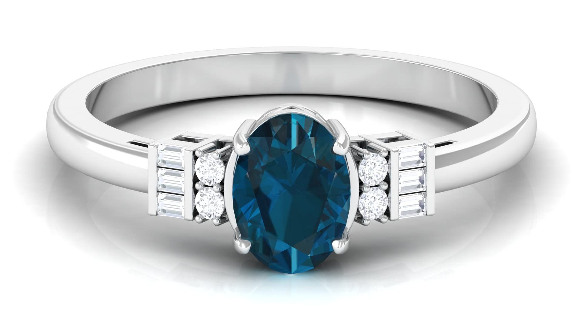 Elegant Oval London Blue Topaz Ring for Women - 14K Solid Gold with Diamond Accents | Perfect for Engagement, Anniversary & Special Occasions
