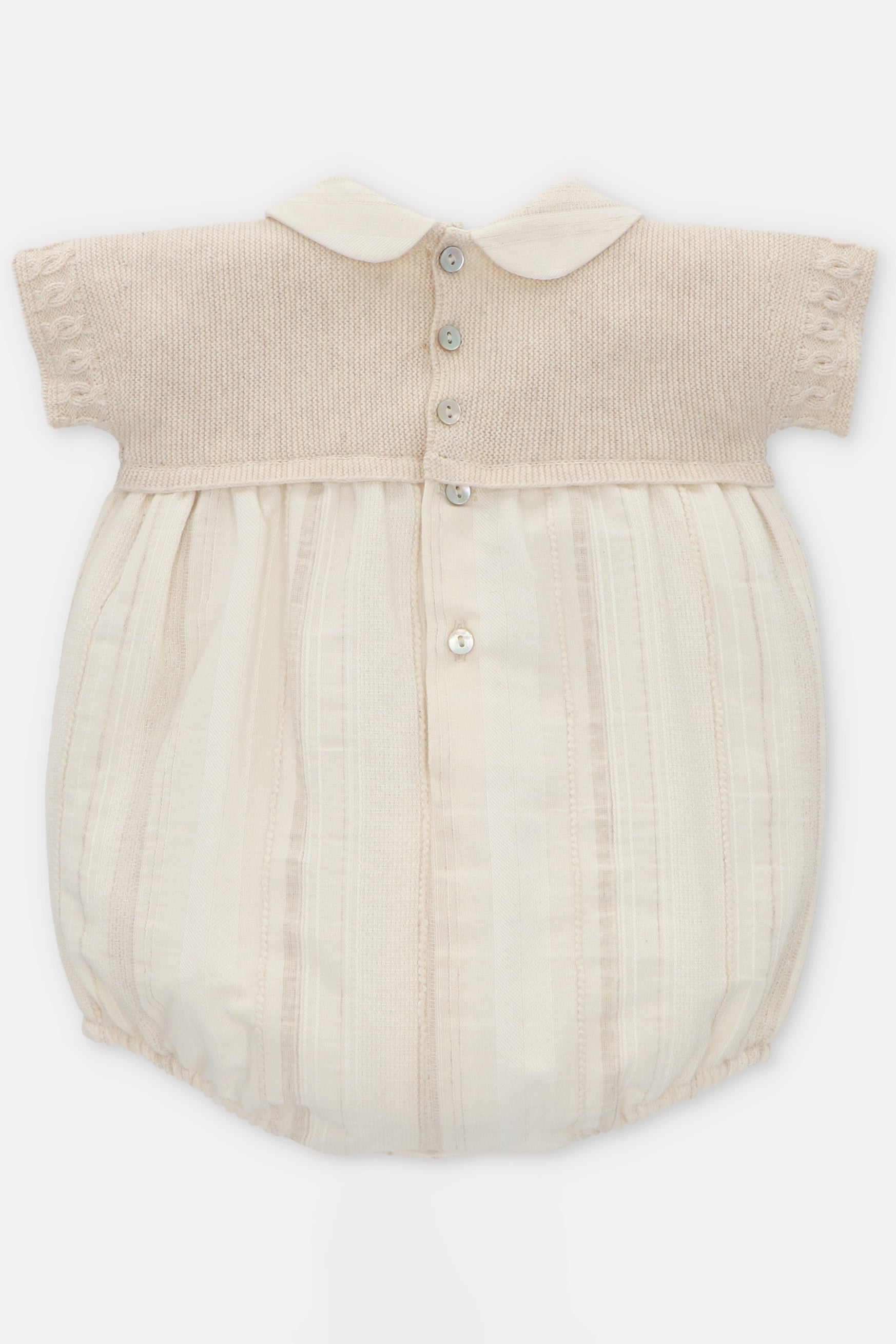 Reese Beige Half Knit Romper - Women's Casual Summer Jumpsuit | Perfect for Beach, Vacation & Everyday Wear
