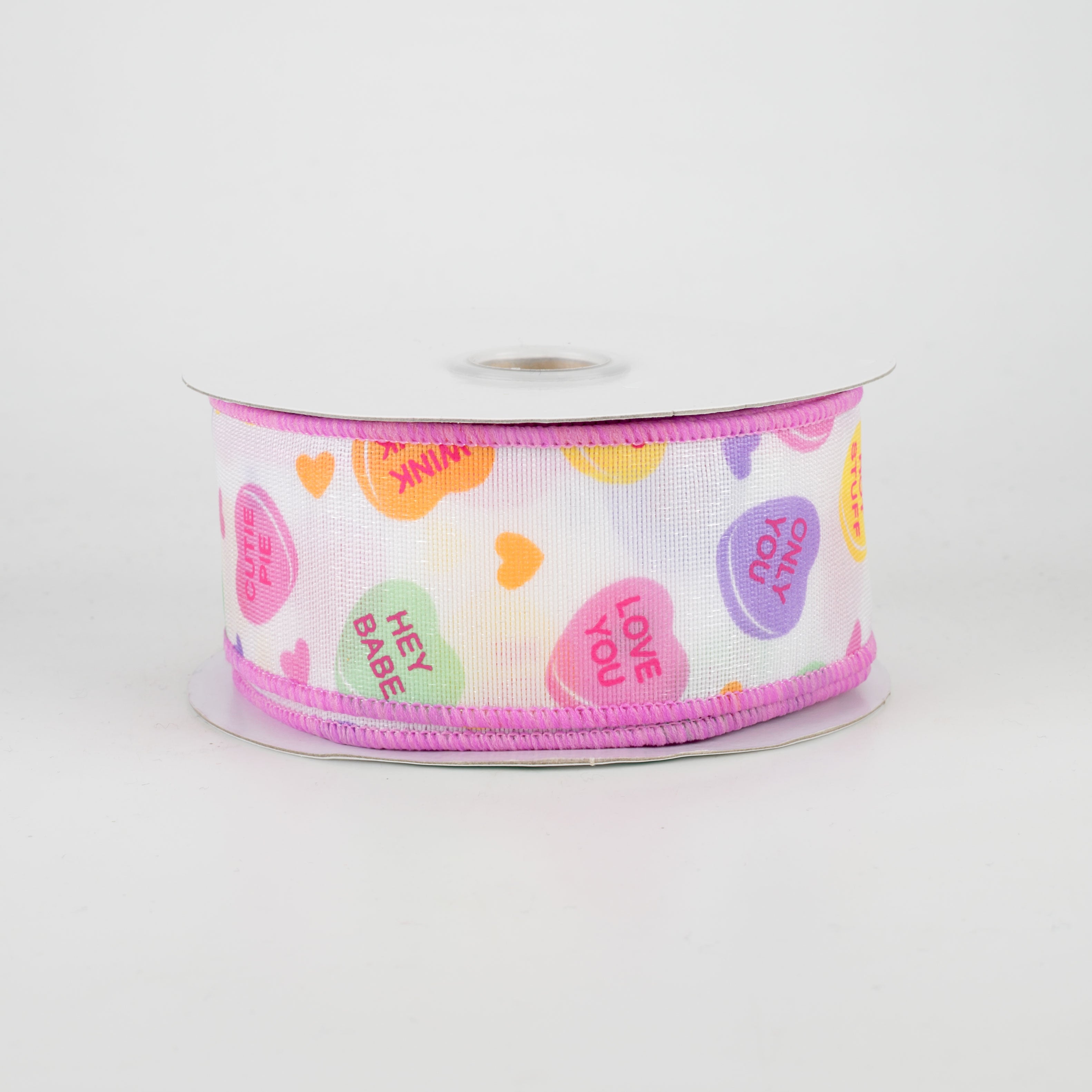 1.5 Inch Conversation Candy Hearts Ribbon - 10 Yards Bulk Roll for Valentine's Day Crafts, Gift Wrapping, and Party Decorations