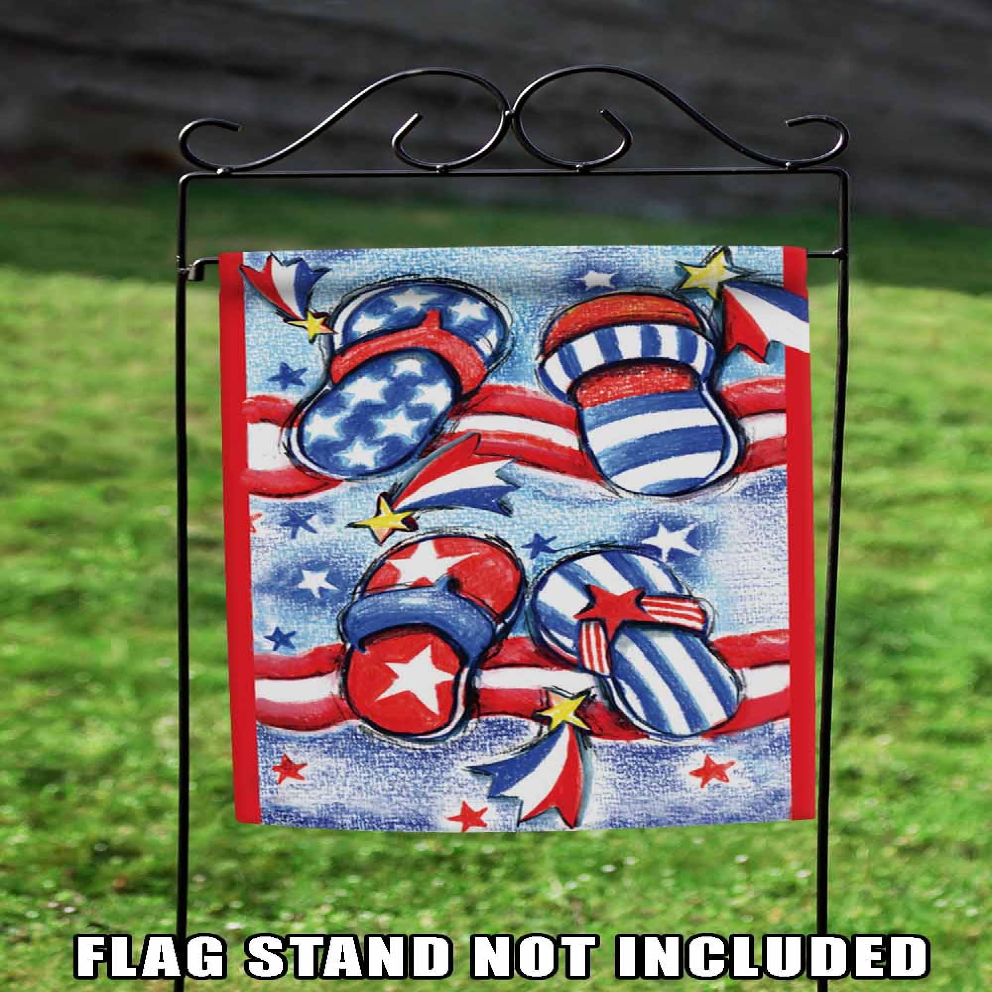 Toland Home Garden 112608 USA Patriotic Double-Sided Summer Flip Flops Garden Flag - 12x18 Inch Outdoor Yard Decoration for House, Porch & Patriotic Holidays