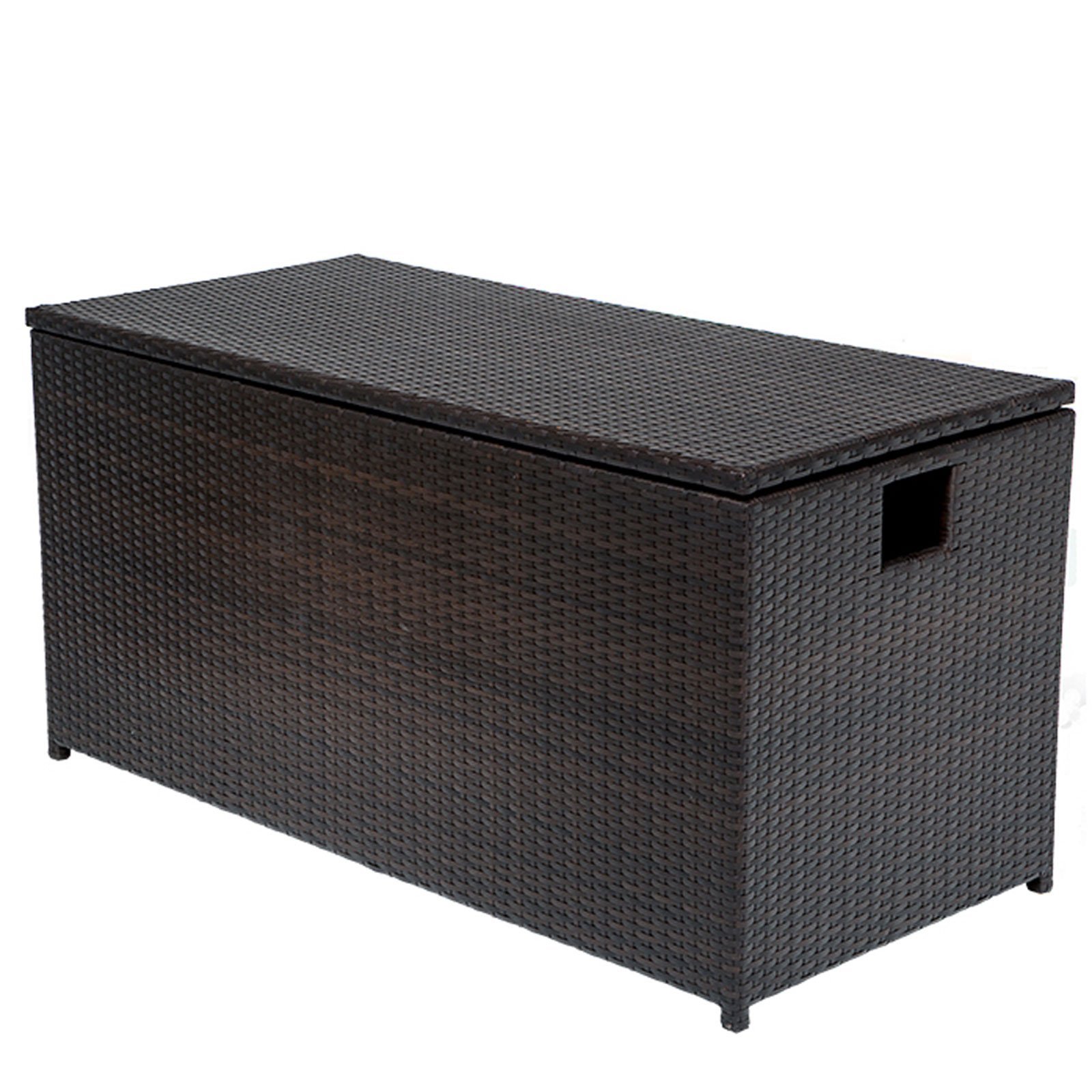 TK Classics Espresso Wicker Patio Storage Coffee Table - Outdoor Furniture for Porch, Deck, or Garden Relaxation