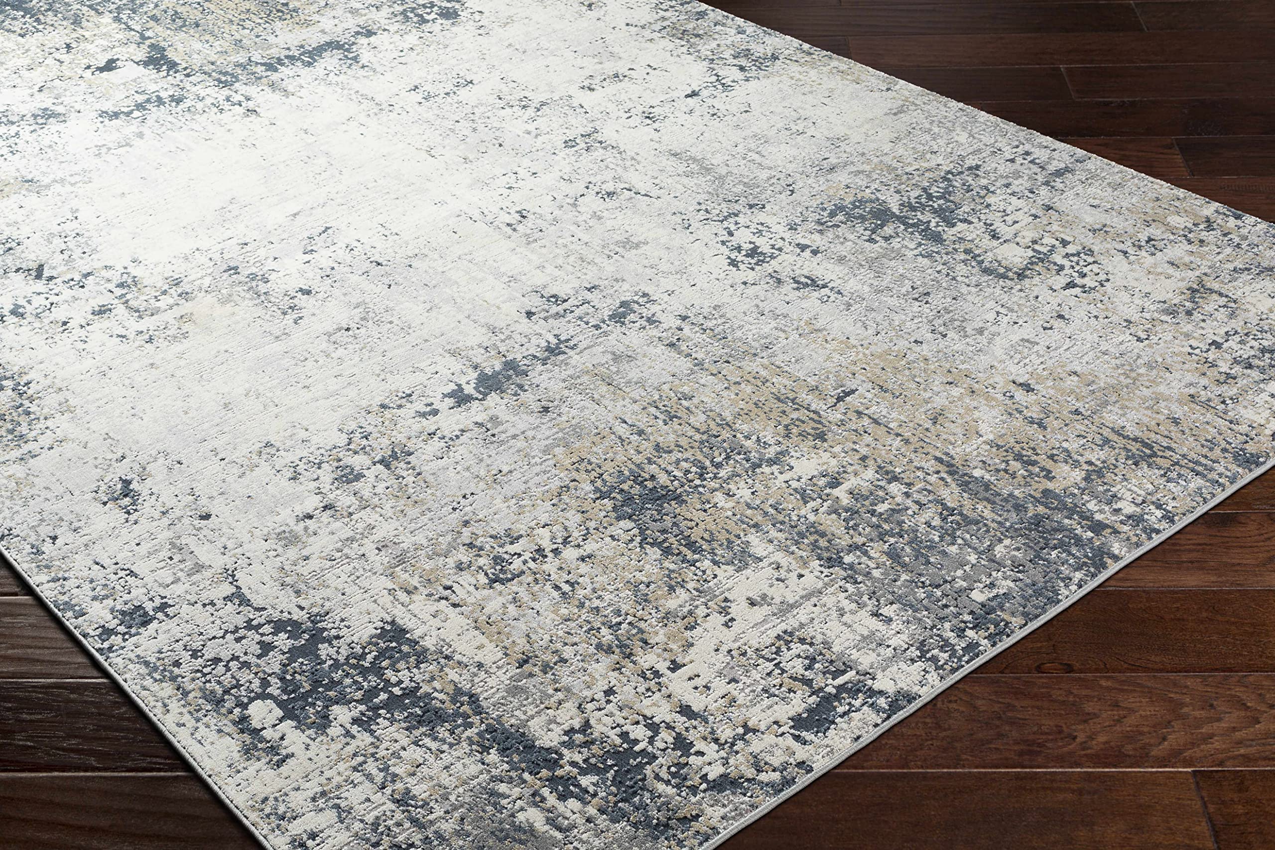 Premium Hauteloom Higden Area Rug for Living Room & Bedroom - Soft Gray & Blue Modern Design - 6'7