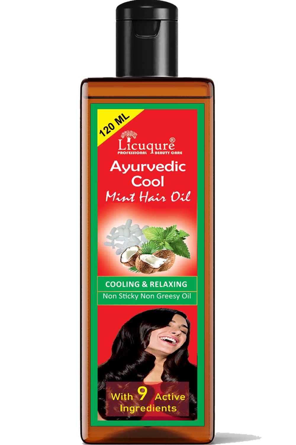 Licuqure Cool Mint Hair Oil - Non Sticky & Non Greasy Hair Treatment for All Hair Types - 100ml Hydrating Oil for Dry, Damaged Hair - Perfect for Daily Use & Scalp Massage