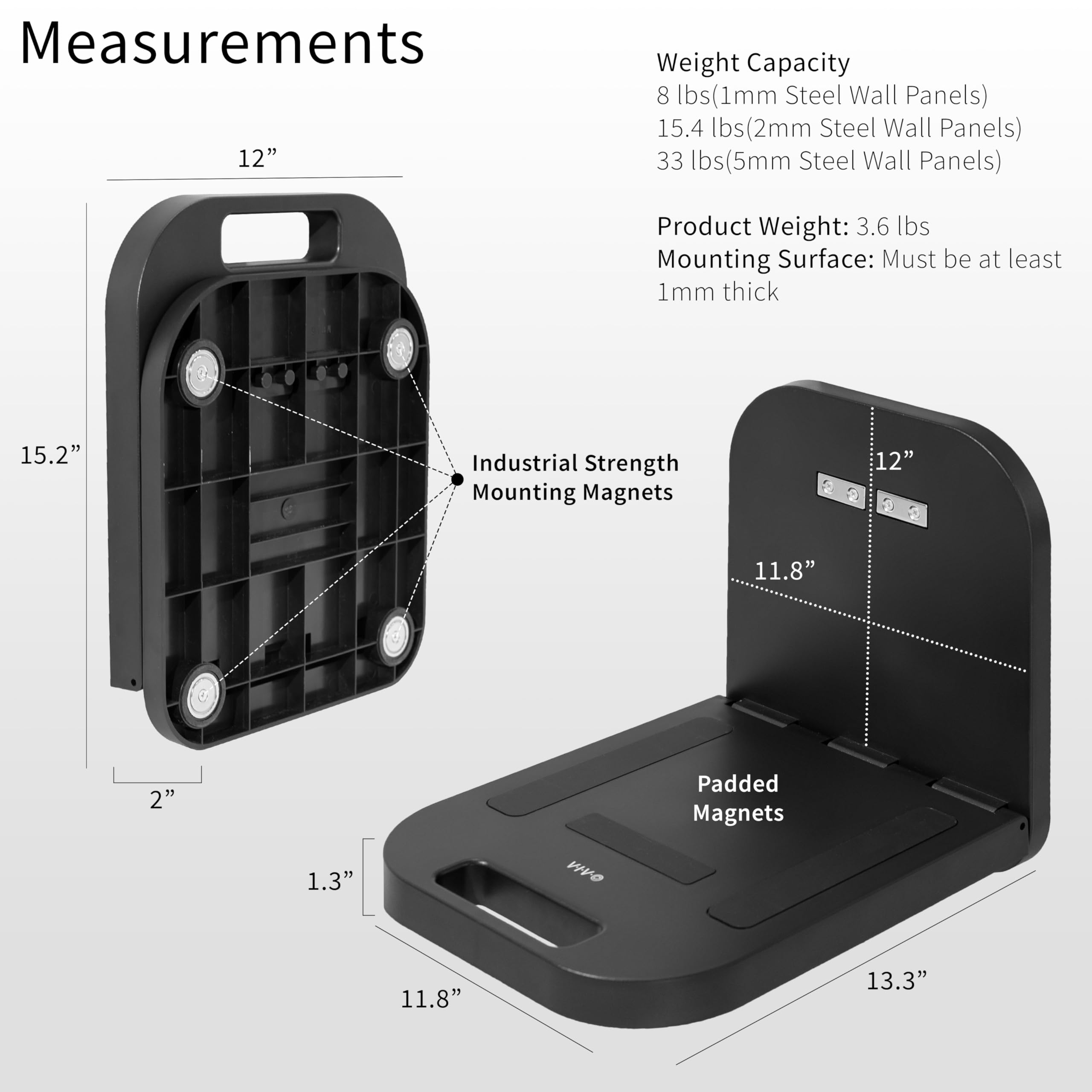 VIVO Magnetic Portable Laptop Stand for Desk - Adjustable Notebook/Tablet Holder, Hands-Free Workstation with Strong Magnet for Steel Surfaces | Compact Home Office & Workspace Solution (Black, DESK-MAG01)
