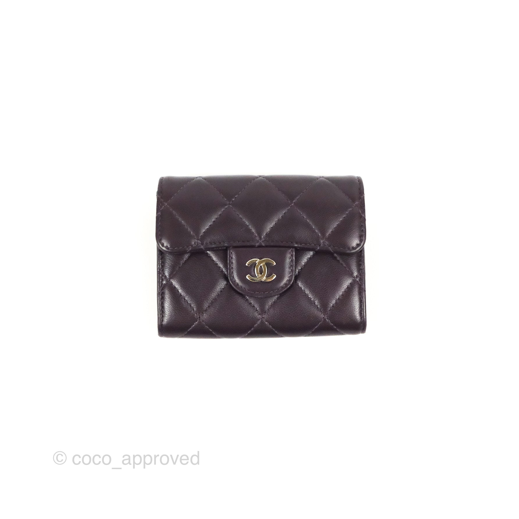 Chanel Classic Flap Coin Purse - Dark Purple Lambskin Leather with Silver Hardware | Luxury Small Wallet for Women, Perfect for Parties & Evening Events