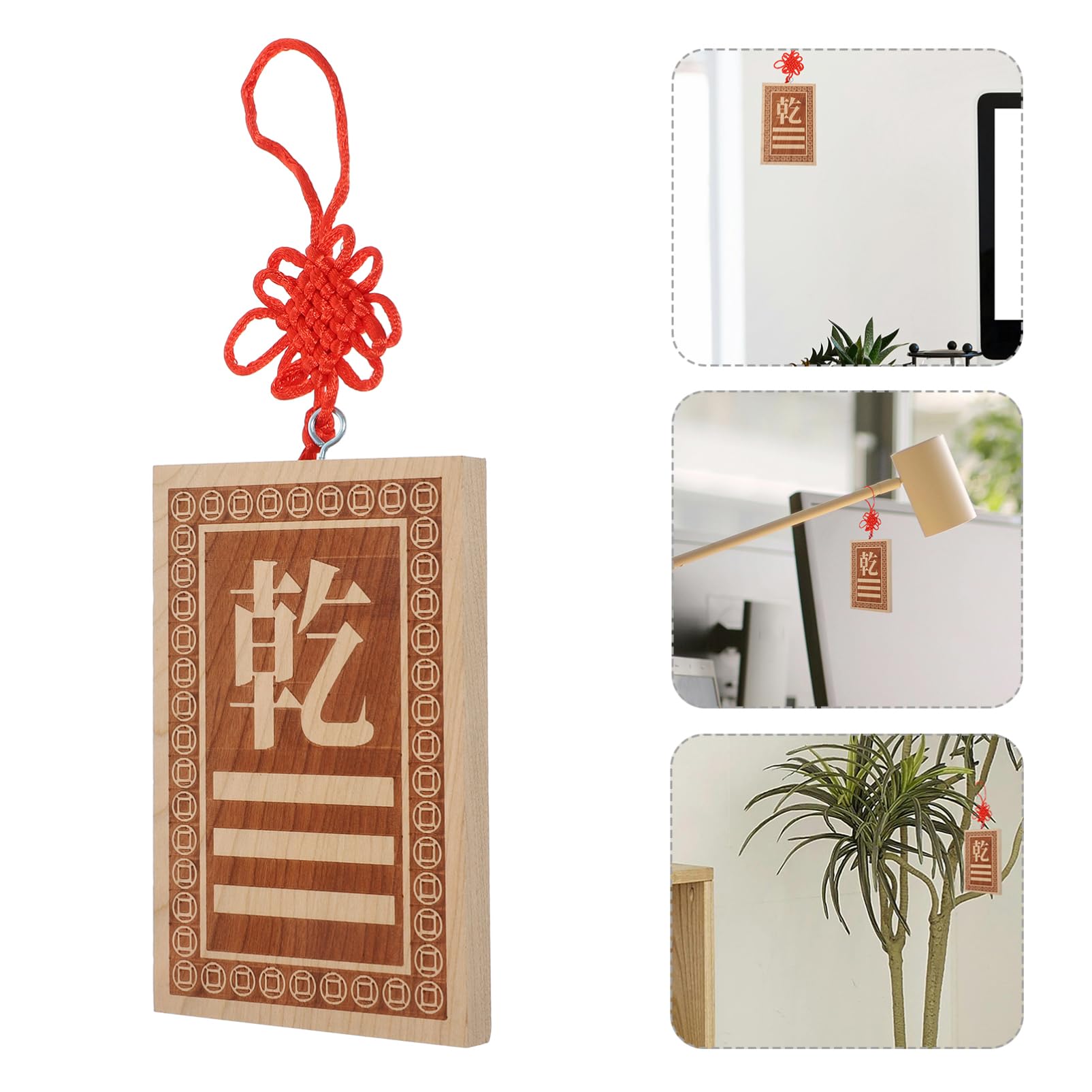 Bagua Feng Shui Wooden Decor - Chinese Element Hanging Card for Home & Office, Perfect Gift for Spiritual Healing & Meditation Space