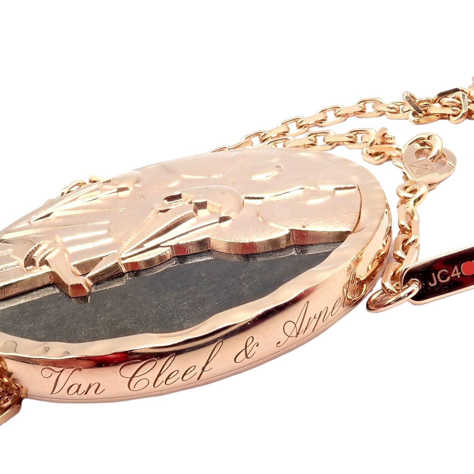 Van Cleef & Arpels 18K Rose Gold Libra Zodiac Pendant Necklace with Black Obsidian - Certified Luxury Jewelry for Women, Perfect Gift for Birthday & Anniversary