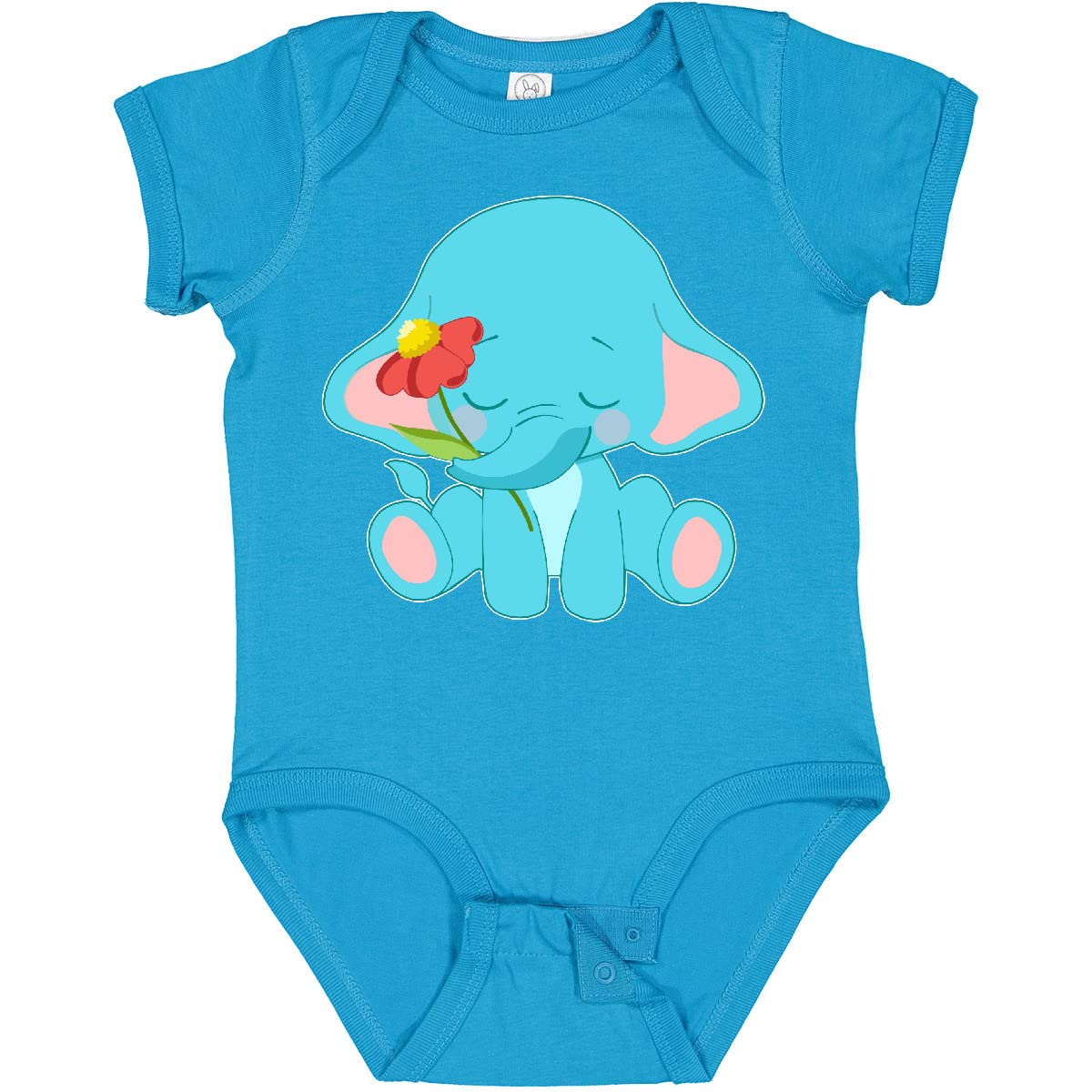 Inktastic Cute Baby Elephant with Flower Bodysuit - Soft Cotton Infant Onesie for Newborns & Toddlers - Perfect for Playdates, Baby Showers & Everyday Wear