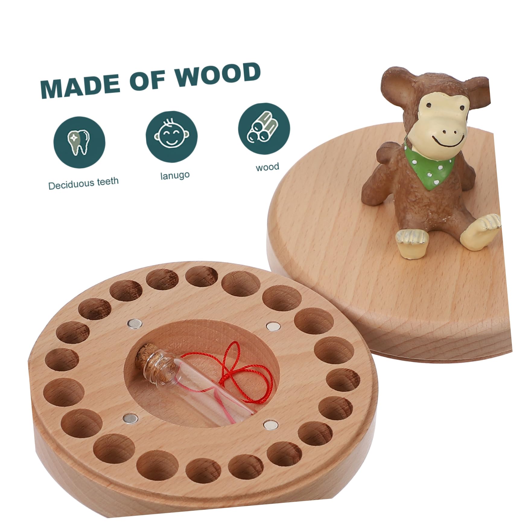 Toyvian Wooden Baby Teeth Keepsake Box - Beech Material Tooth Holder for Kids' Deciduous Teeth Storage | Perfect First Tooth Memory Box & Milestone Organizer for Nursery, Baby Shower Gifts