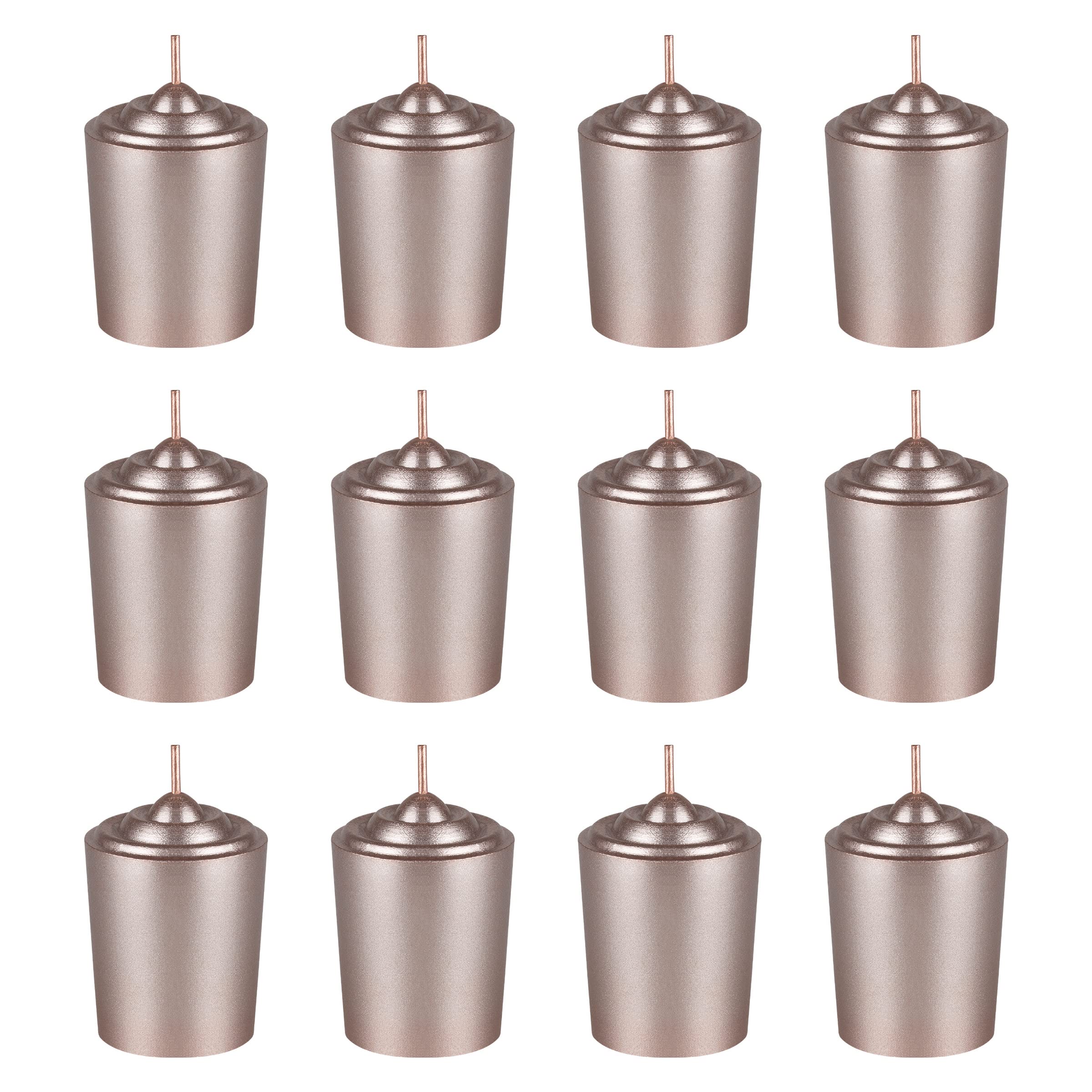 Premium Unscented Rose Gold Votive Candles - Set of 12 Hand-Poured Wax Candles (1.5