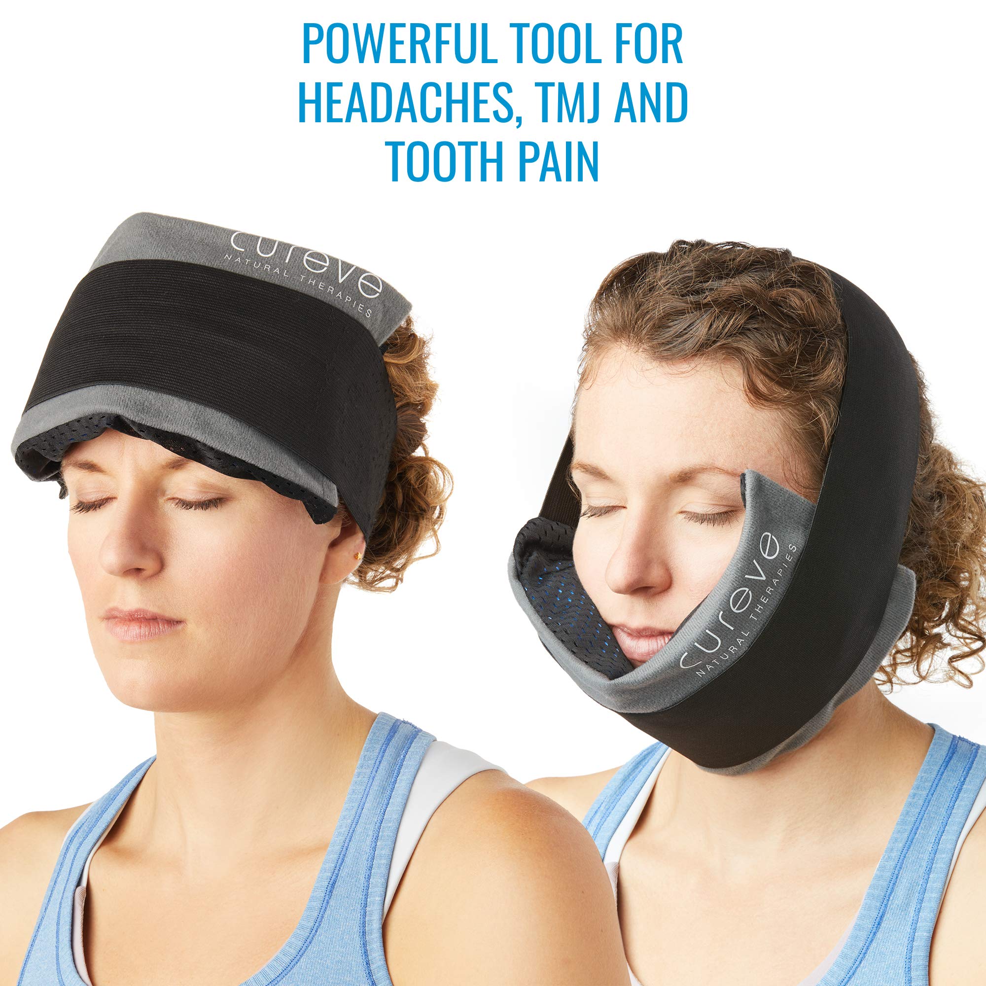 Cureve Hot & Cold Therapy Gel Ice Pack Set - 2 Reusable Gel Packs with Adjustable Wrap for Knee, Neck, Back, Shoulder Pain Relief - Perfect for Sports Injuries, Headaches, TMJ & Post-Surgery Recovery
