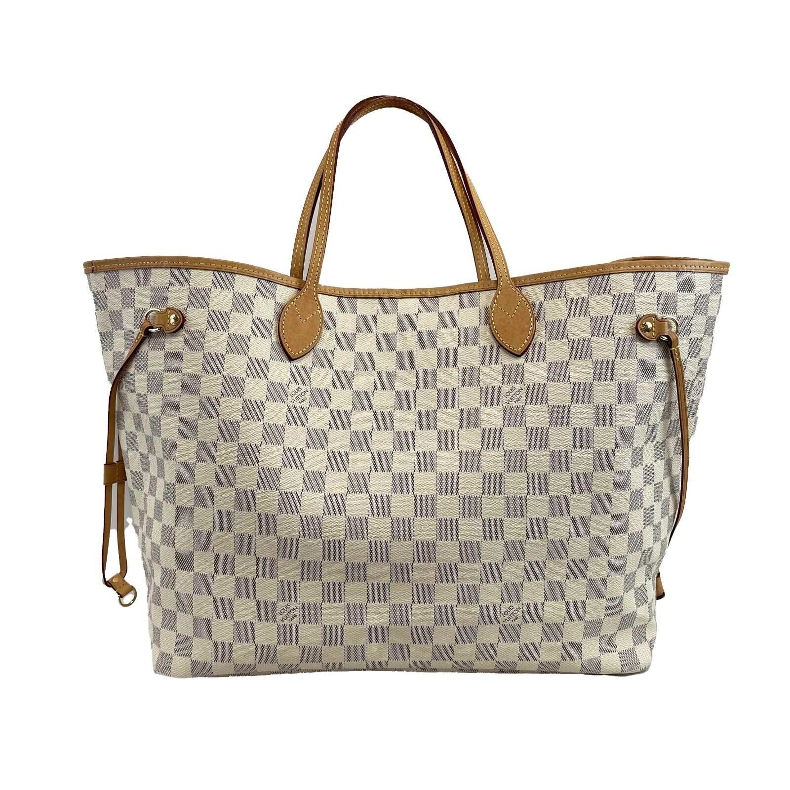 Louis Vuitton Neverfull GM Tote Bag - Damier Azur Canvas with Pouch, White Designer Handbag for Women | Perfect for Work, Travel & Everyday Use