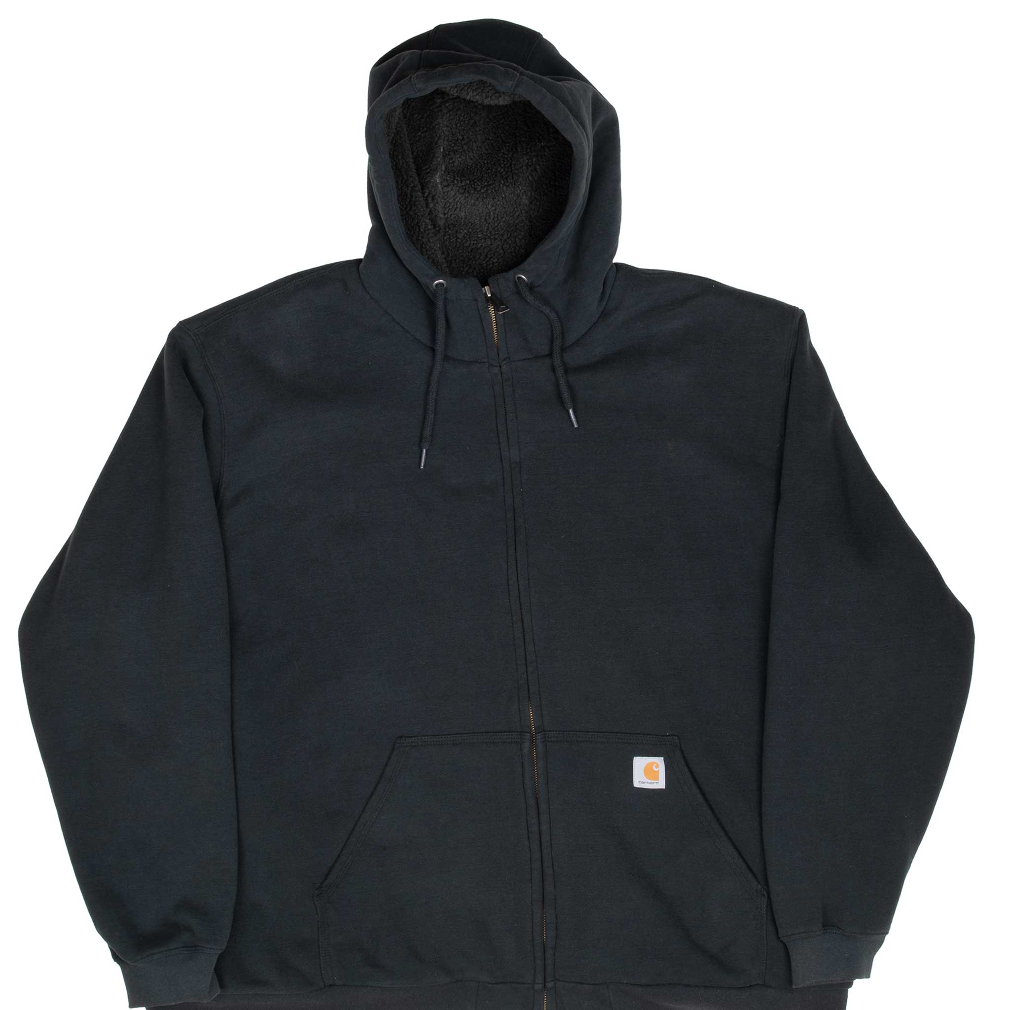 Vintage Carhartt Heavyweight Sherpa Lined Full Zip Black Hoodie Sweatshirt 3XL - Warm Winter Jacket for Men, Outdoor Work & Casual Wear