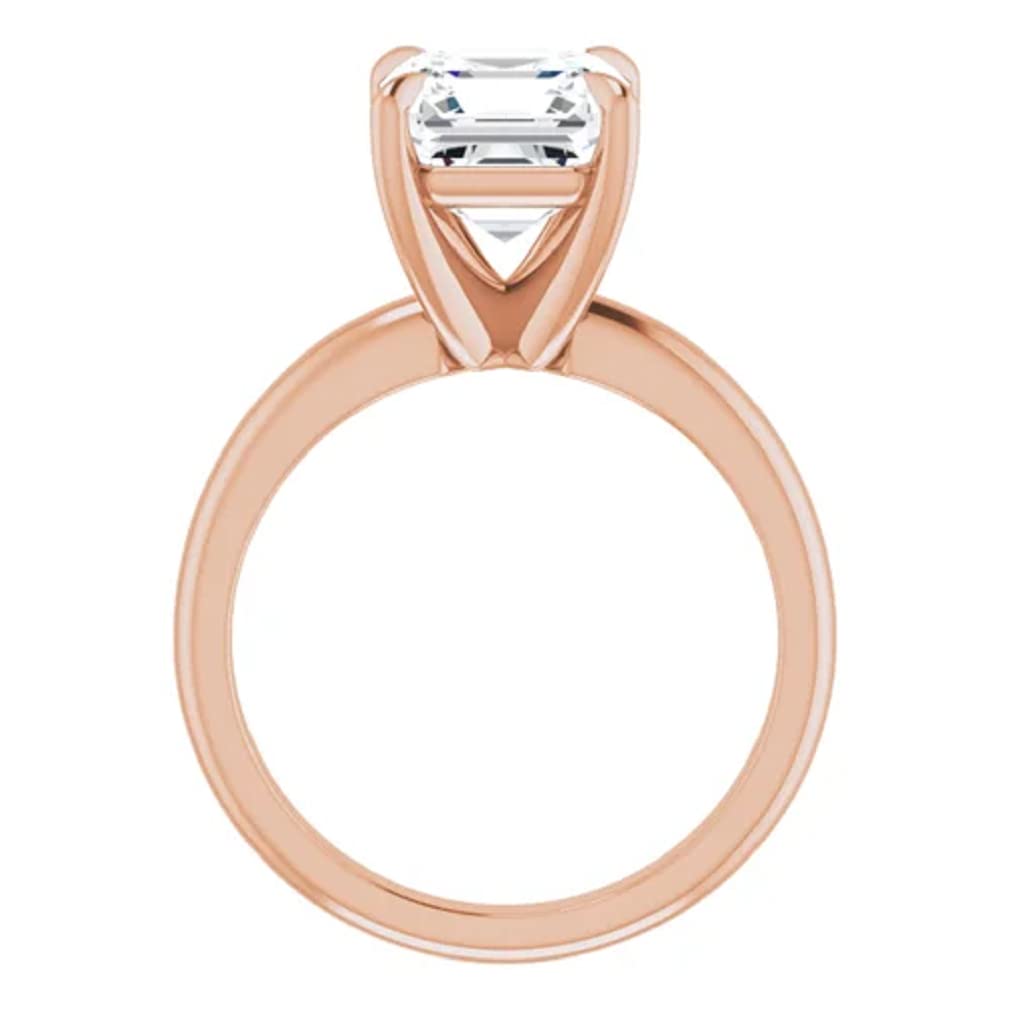 10K Solid Rose Gold Handmade Engagement Ring - 2.0 CT Asscher Cut Moissanite Diamond Solitaire Wedding Band for Women - Perfect for Proposals, Anniversaries & Bridal Jewelry Gifts