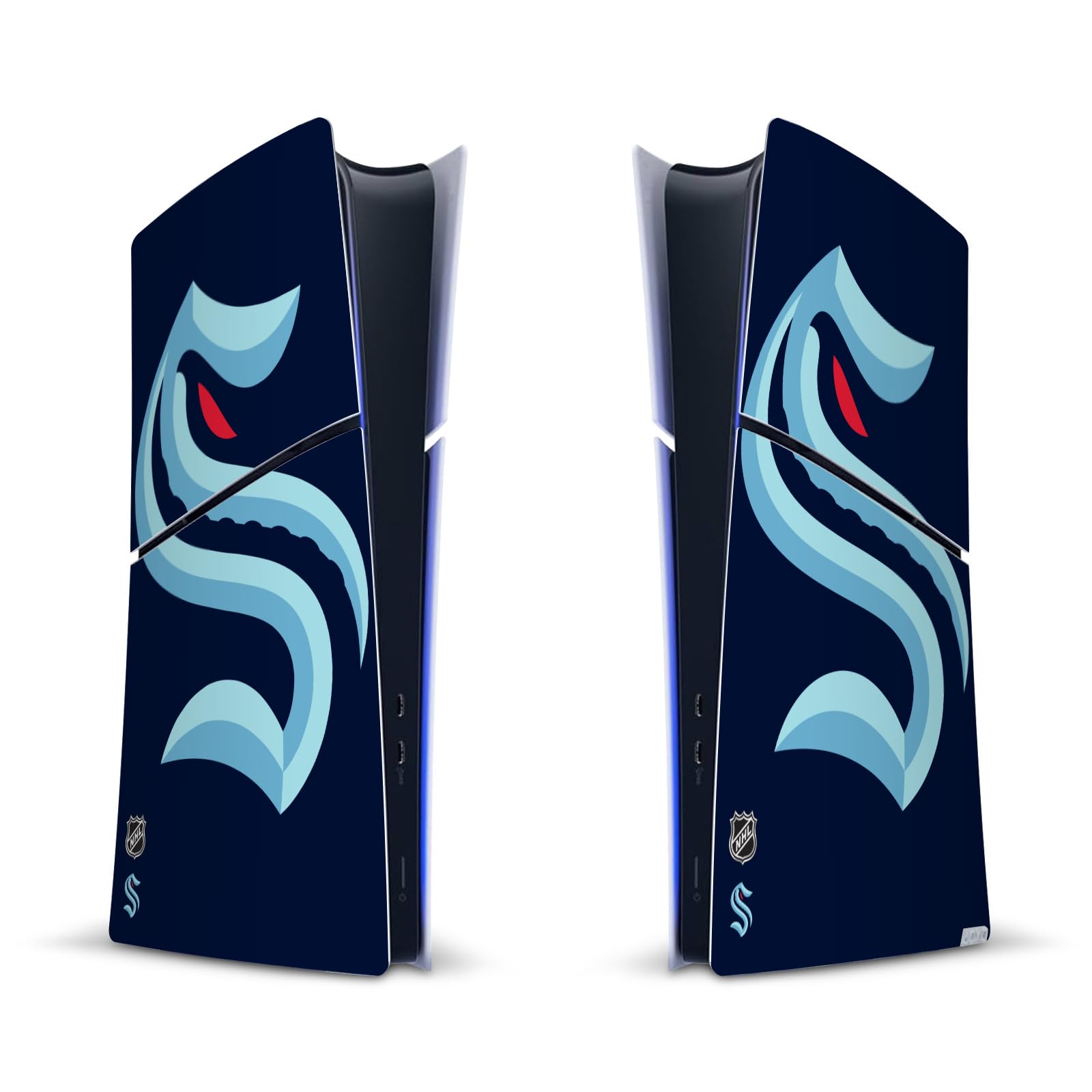 Official NHL Licensed Seattle Kraken Vinyl Gaming Skin Sticker Cover for Sony PlayStation 5 PS5 Slim/Pro Digital Edition Console - Perfect for Gamers & Hockey Fans, Great for Customizing Your PS5 & Showing Team Spirit