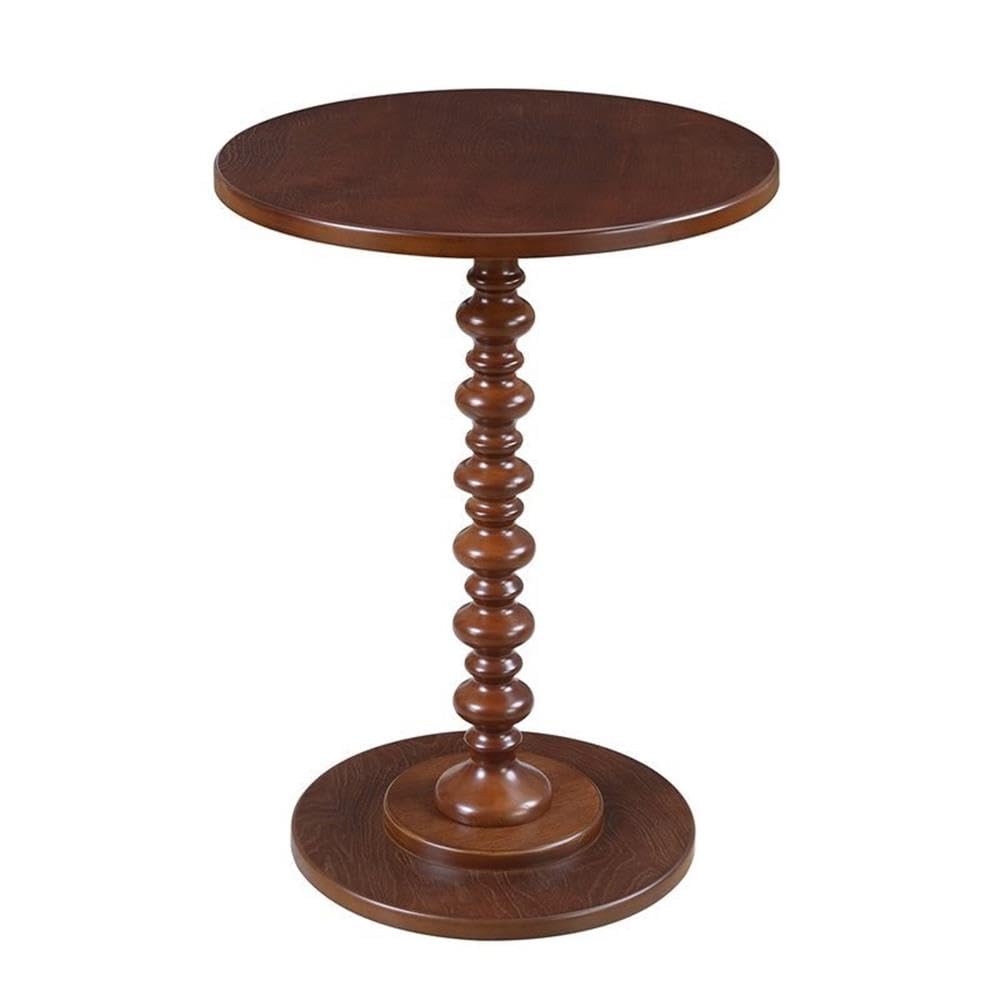 Premium Mahogany Wood Spindle Side Tables - Set of 2, Classic Home Square Palm Beach Style for Living Room, Bedroom or Patio Decor
